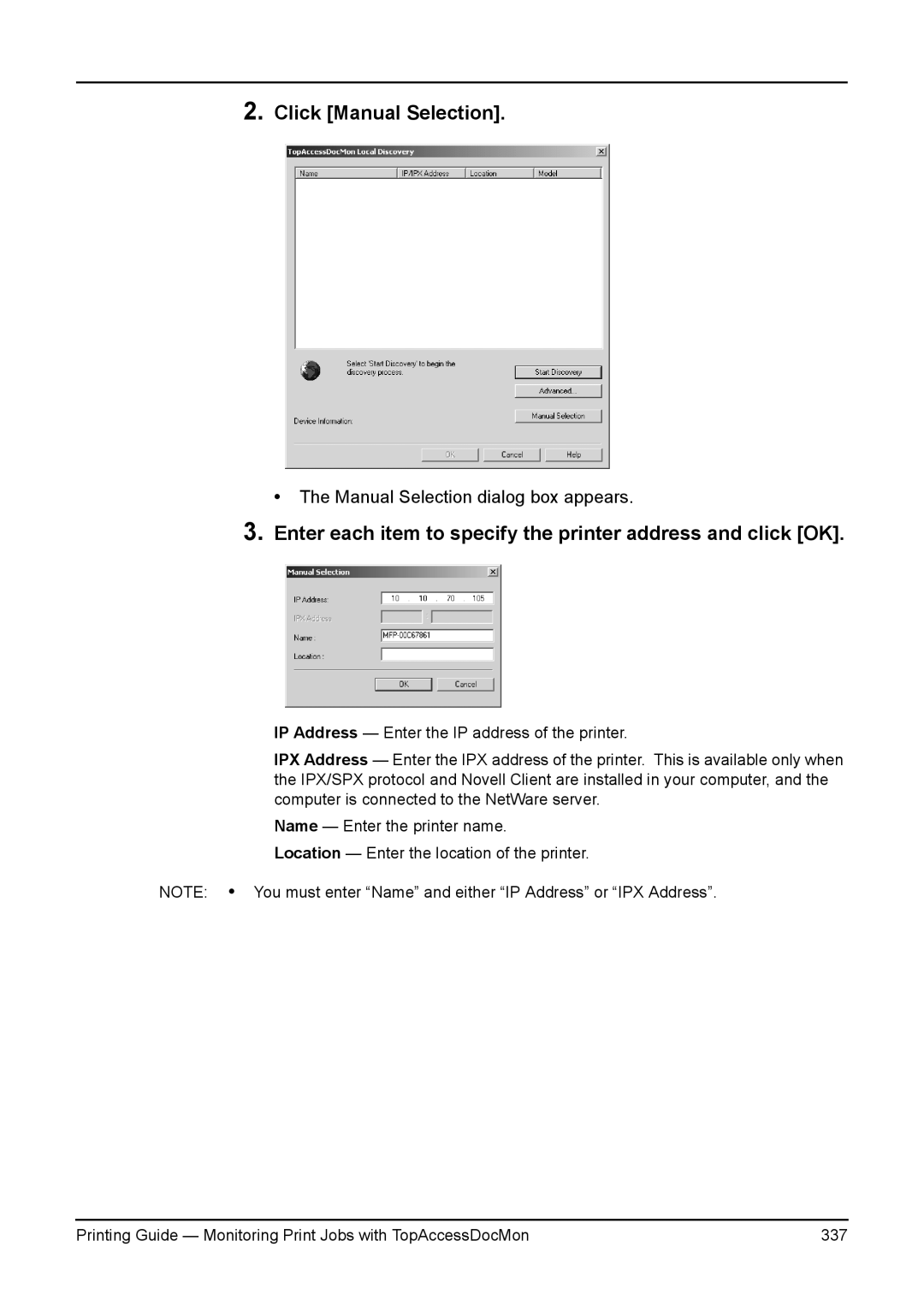 Toshiba 200L, 280, 230L, 3511, e-Studio 350 manual Click Manual Selection 