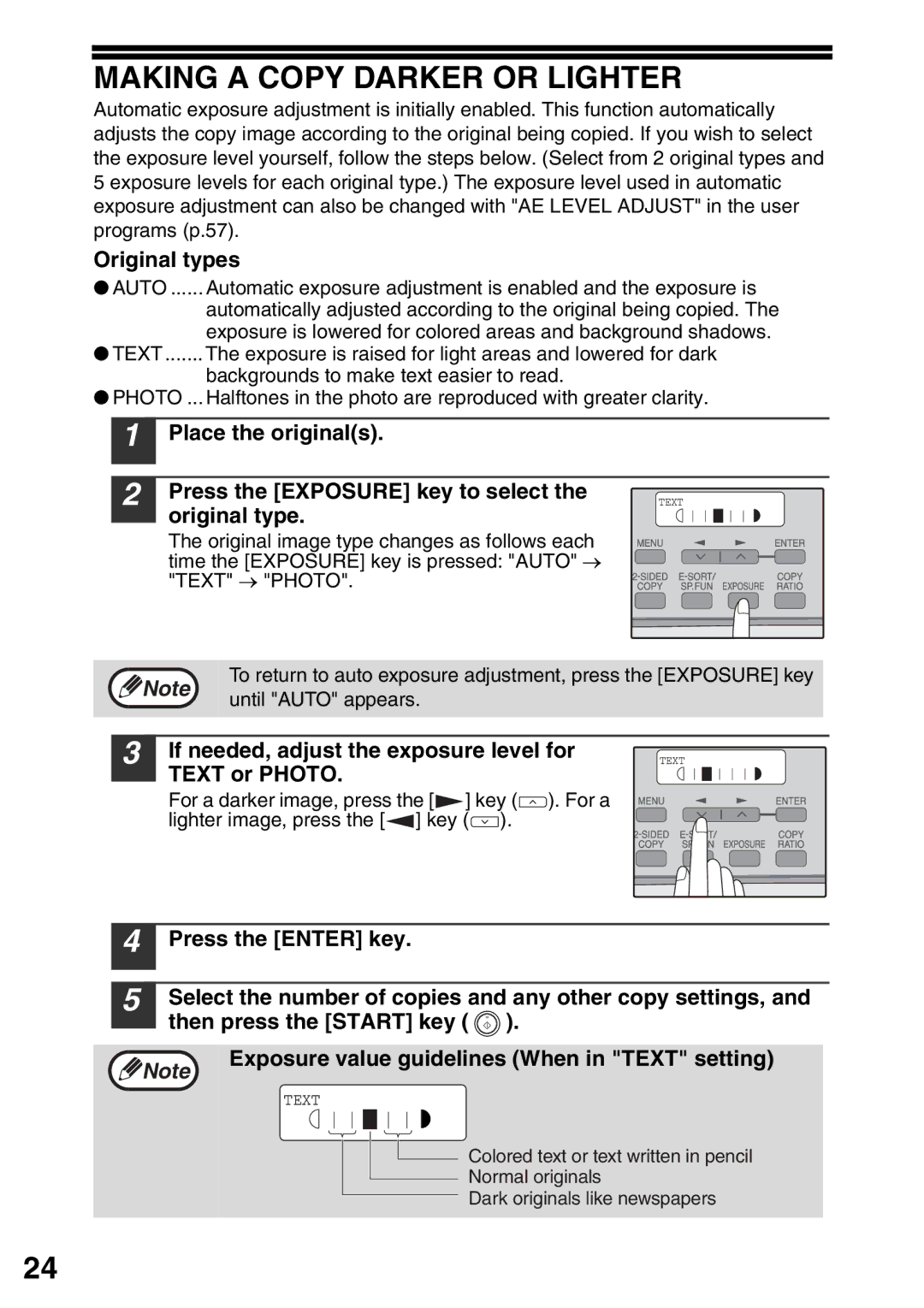 Toshiba 203SD manual Making a Copy Darker or Lighter 