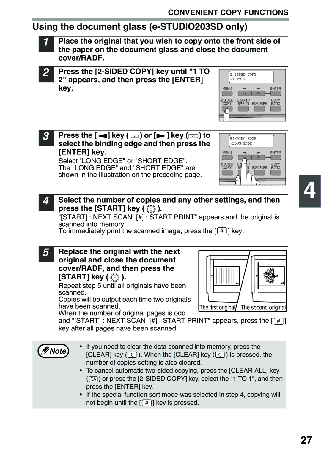 Toshiba manual Using the document glass e-STUDIO203SD only 