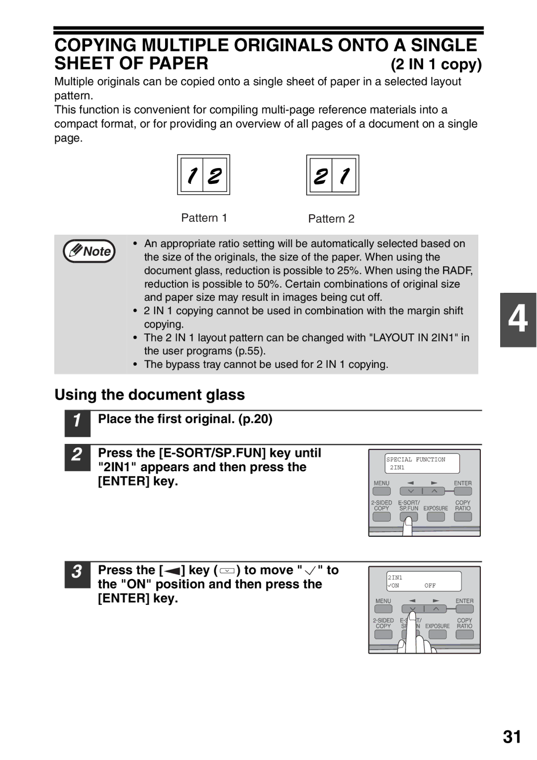 Toshiba 203SD manual Copying Multiple Originals Onto a Single Sheet of Paper, copy 