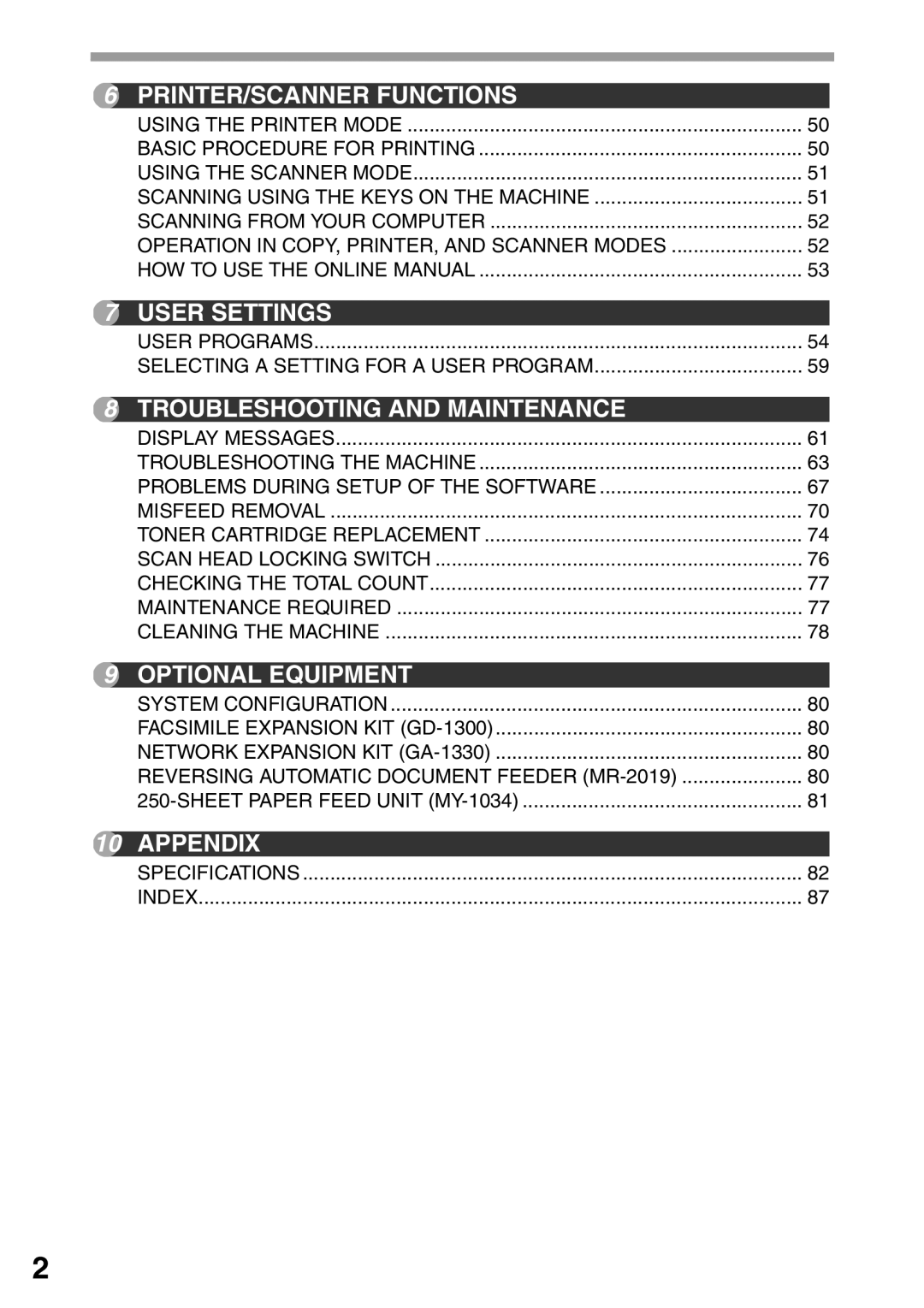 Toshiba 203SD manual User Settings 