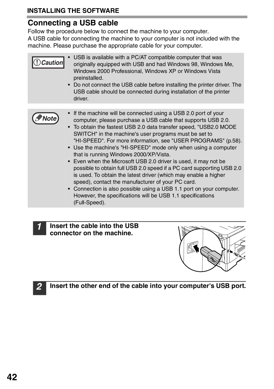 Toshiba 203SD manual Connecting a USB cable 