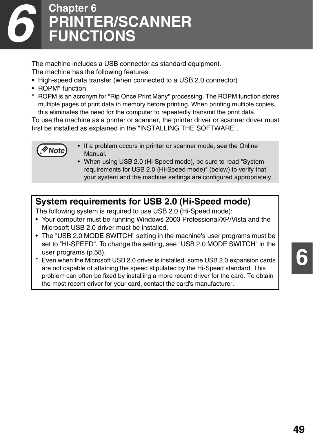 Toshiba 203SD manual System requirements for USB 2.0 Hi-Speed mode, User programs p.58 