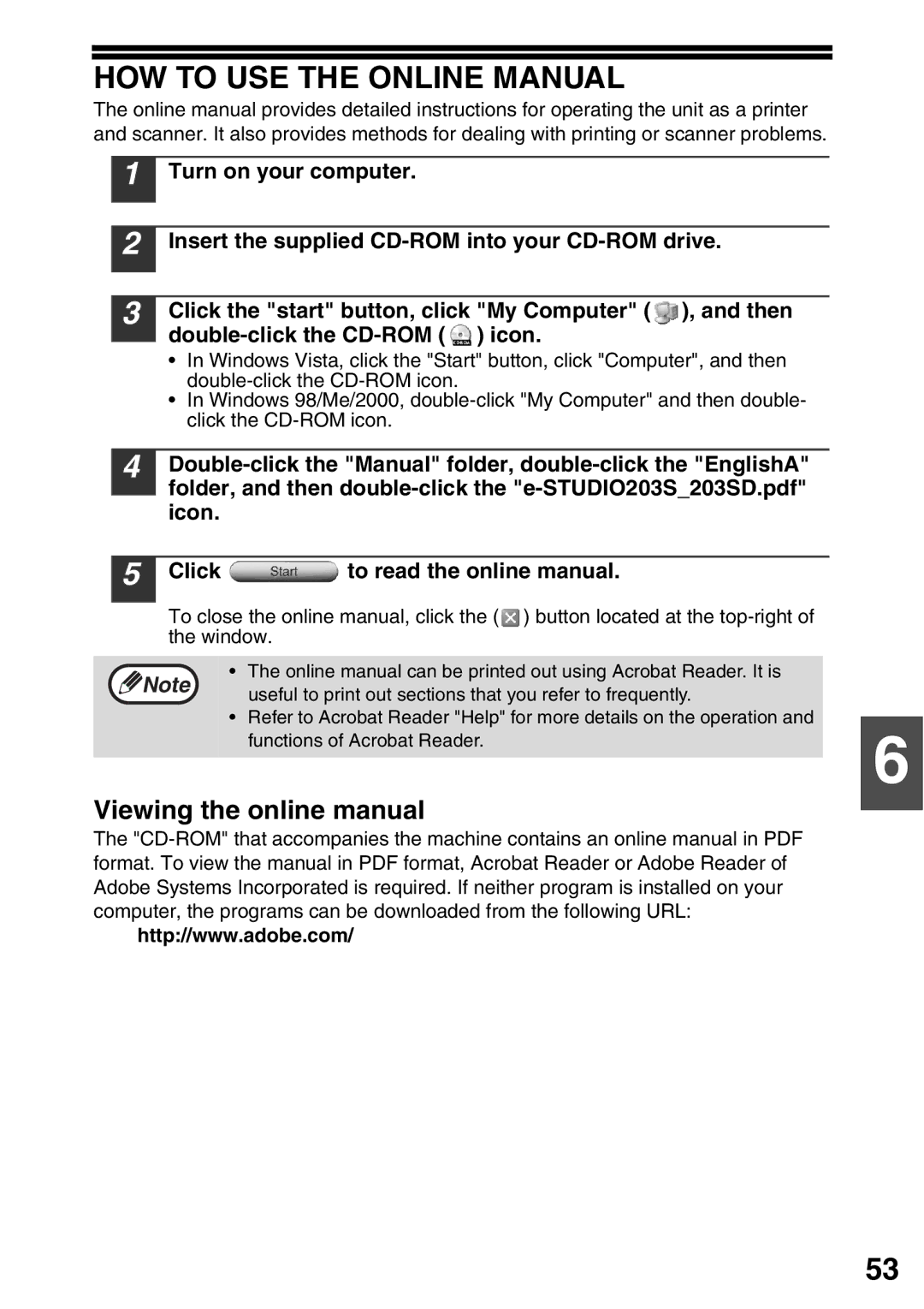 Toshiba 203SD HOW to USE the Online Manual, Viewing the online manual, Click to read the online manual 