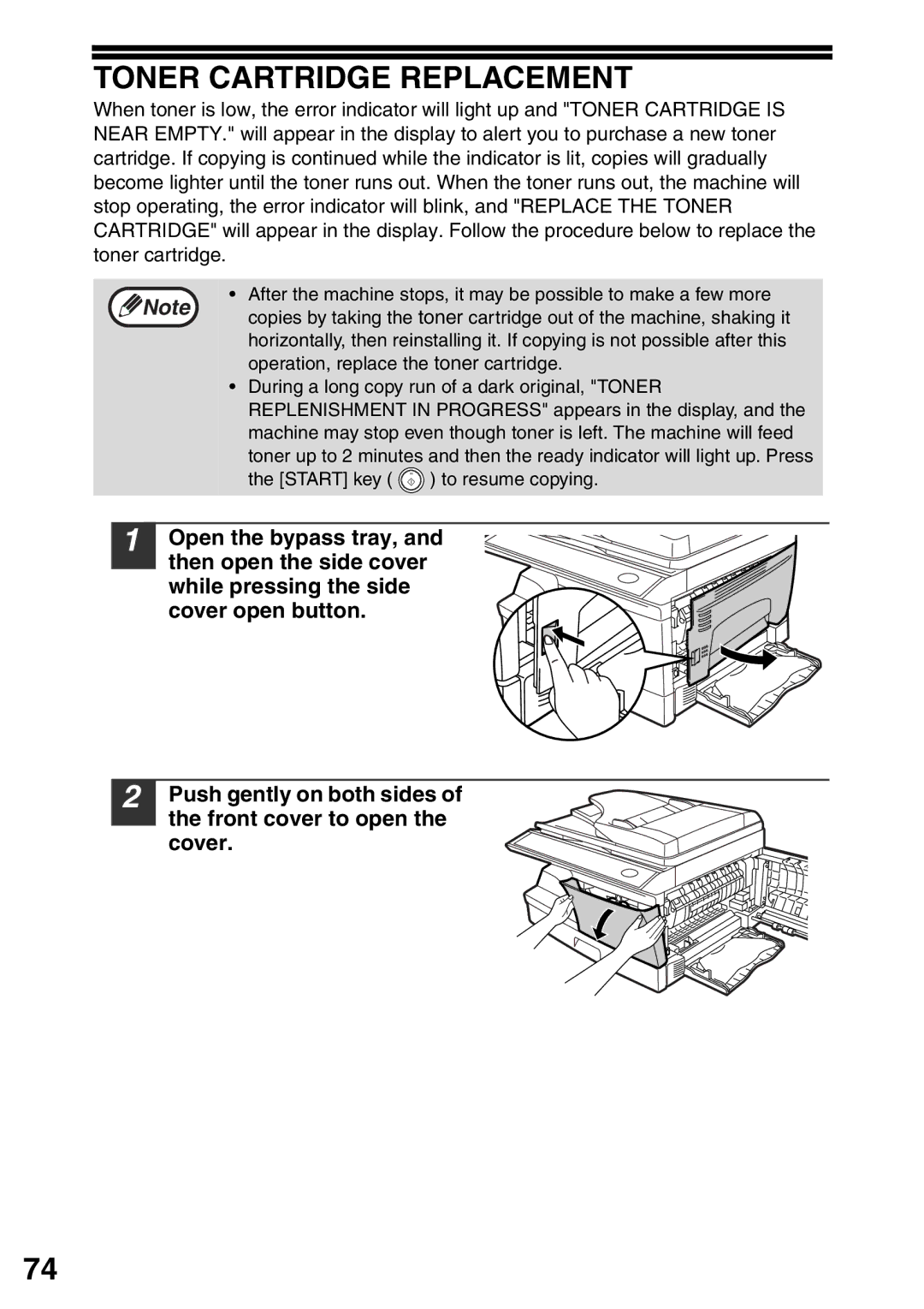 Toshiba 203SD manual Toner Cartridge Replacement 