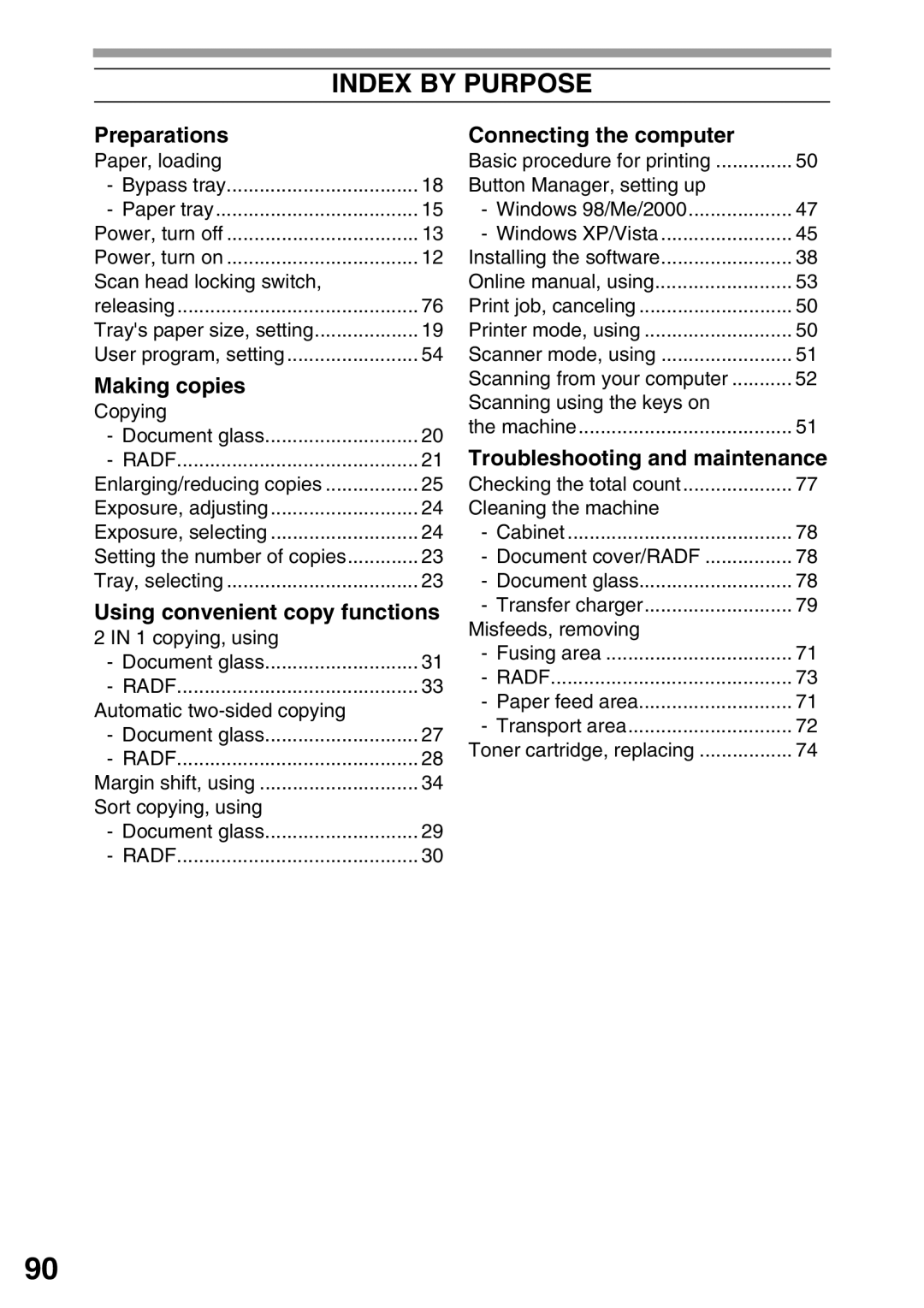 Toshiba 203SD manual Preparations, Making copies, Using convenient copy functions, Connecting the computer 