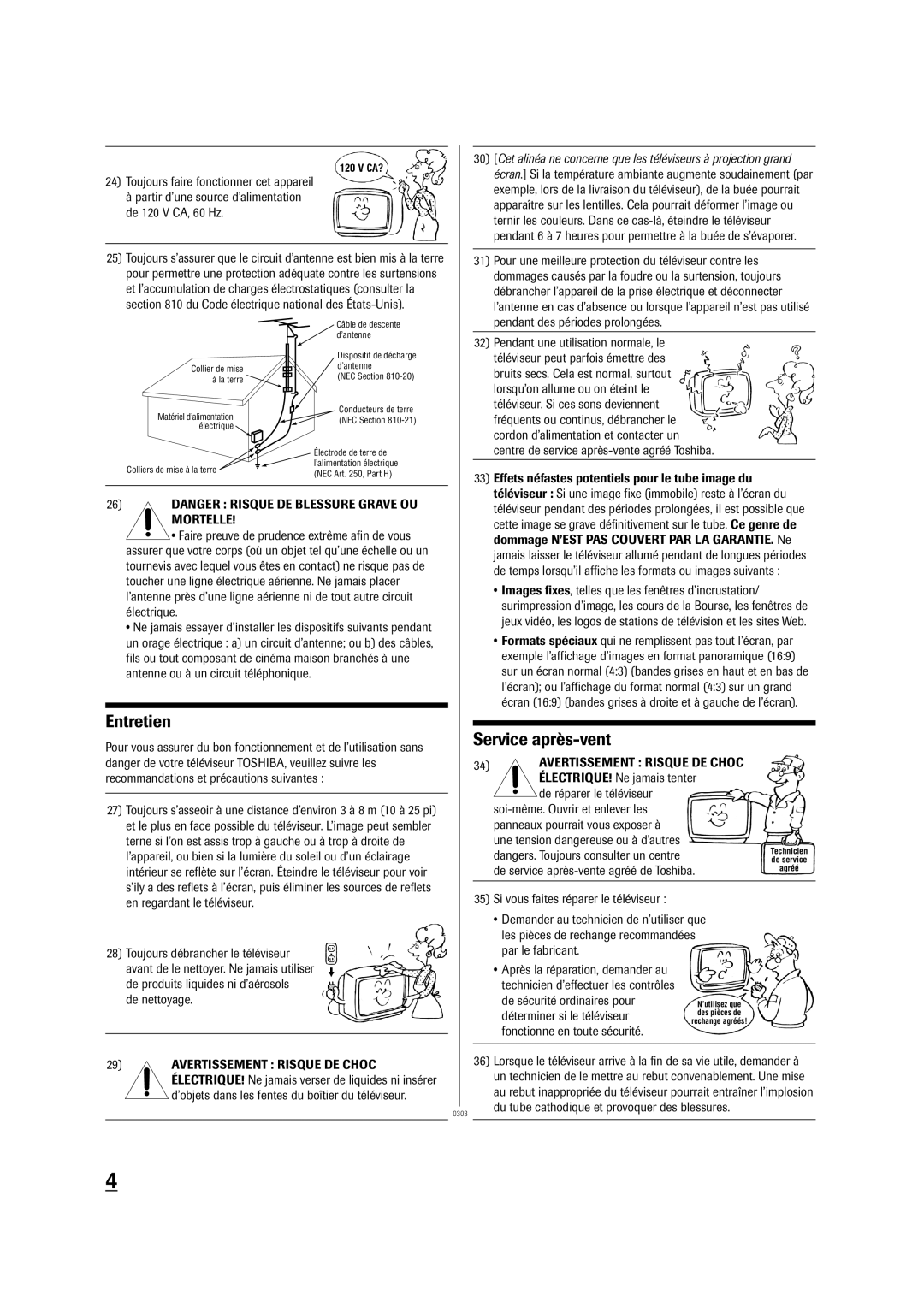 Toshiba 20A43 manual Entretien 