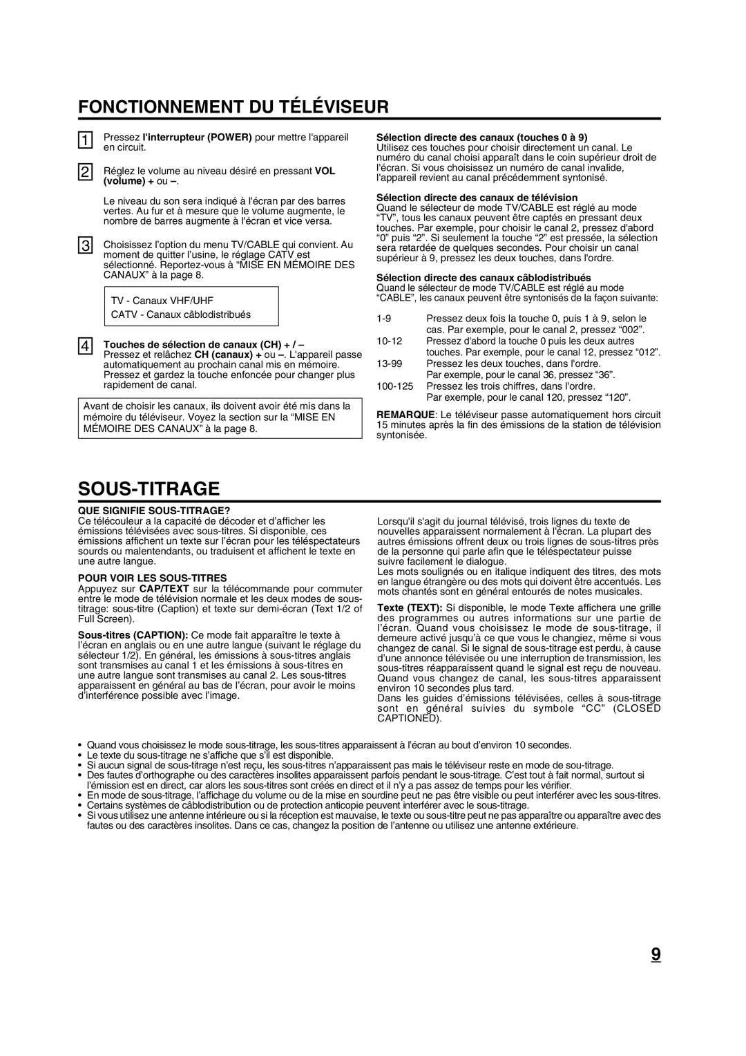 Toshiba 20A43 manual Sous-Titrage, Fonctionnement DU Téléviseur, QUE Signifie SOUS-TITRAGE?, Pour Voir LES SOUS-TITRES 