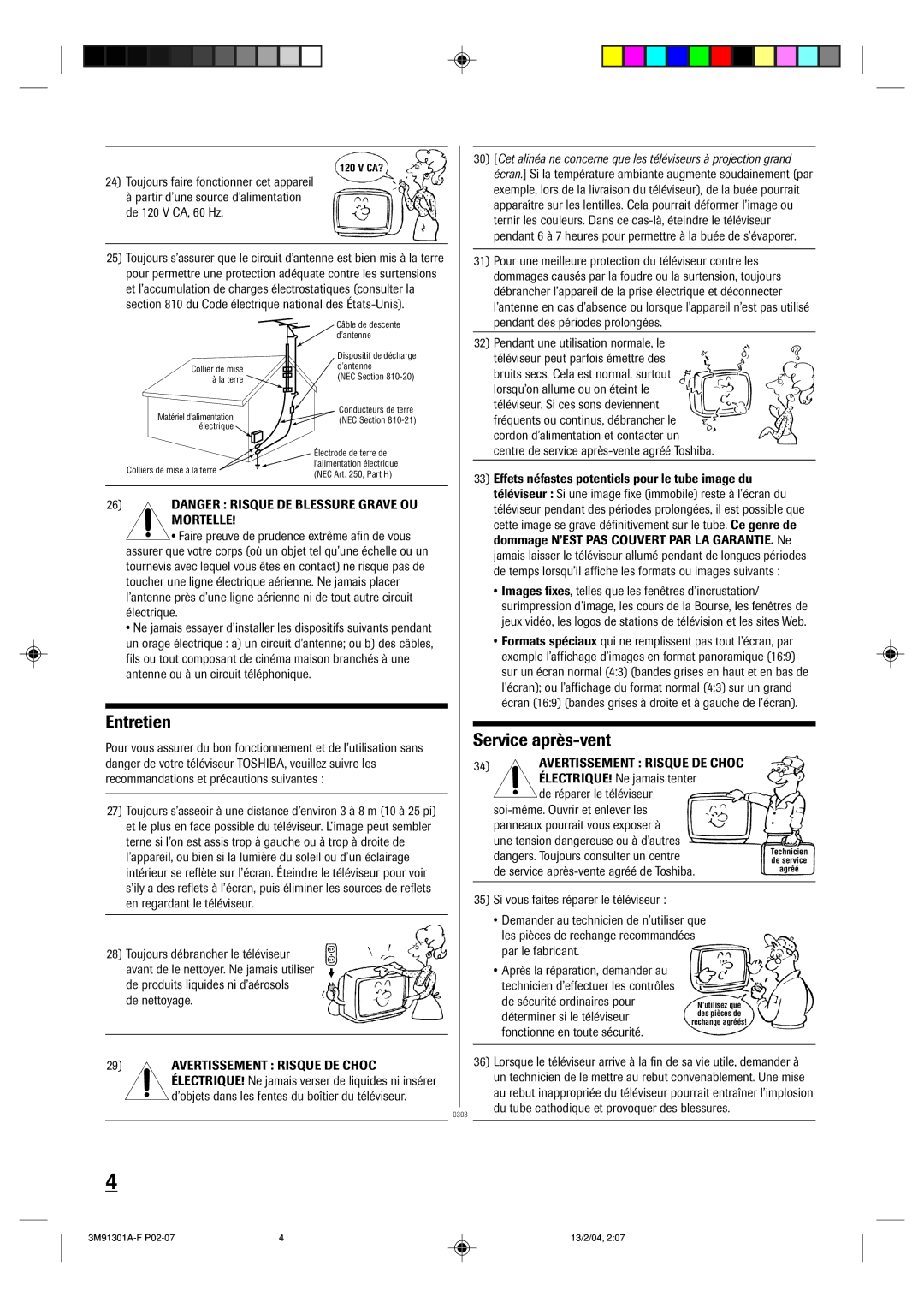 Toshiba 20A44 manual Entretien 