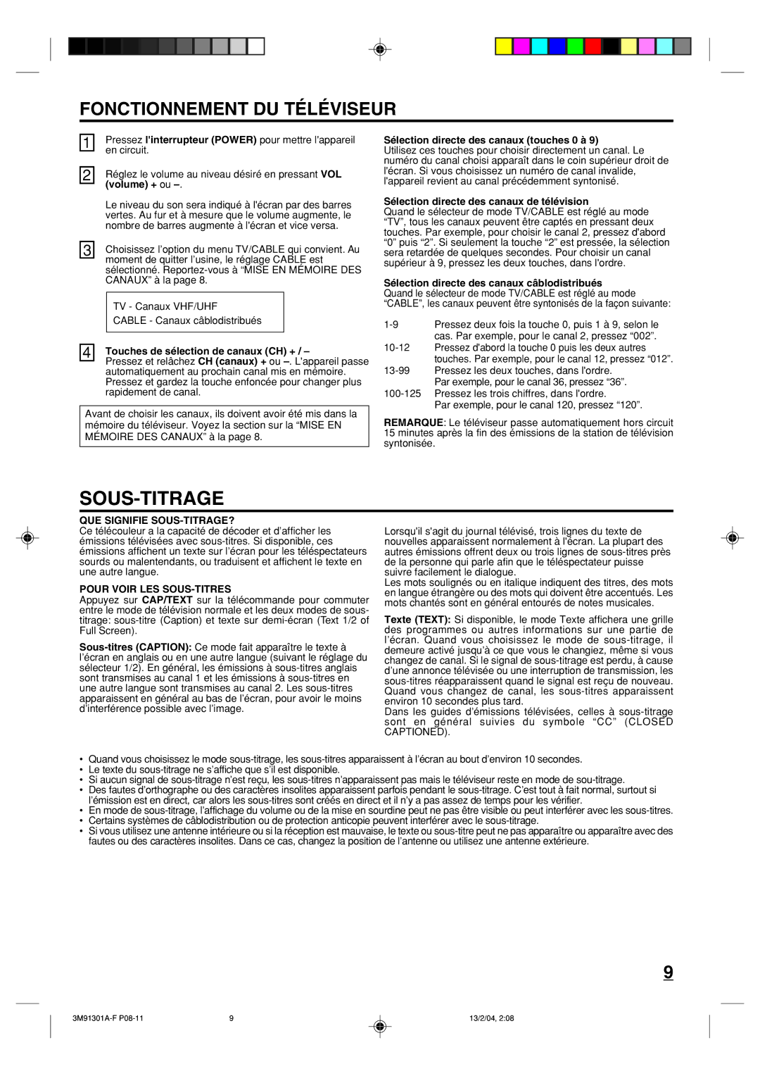 Toshiba 20A44 manual Sous-Titrage, Fonctionnement DU Téléviseur, QUE Signifie SOUS-TITRAGE?, Pour Voir LES SOUS-TITRES 