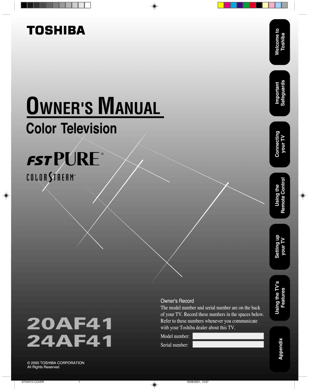 Toshiba appendix 20AF41 24AF41 