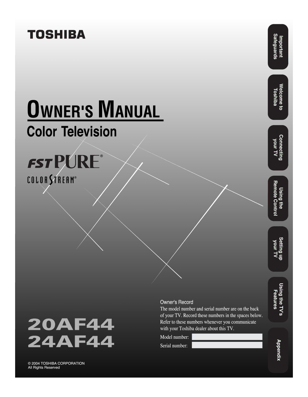 Toshiba appendix 20AF44 24AF44 