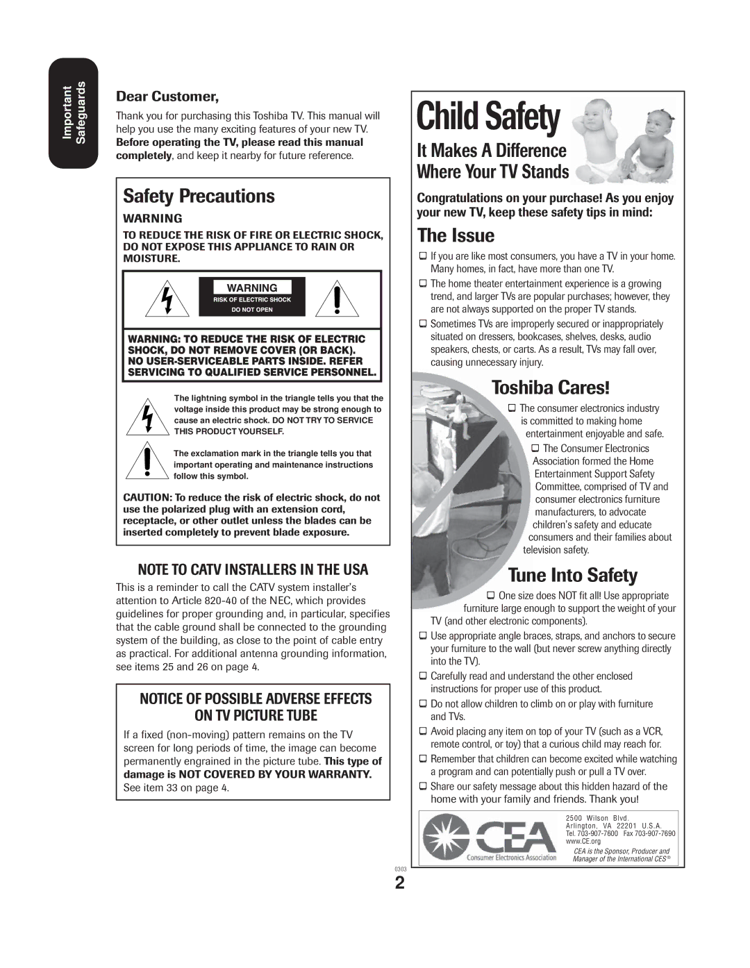 Toshiba 20AF44 appendix Child Safety 