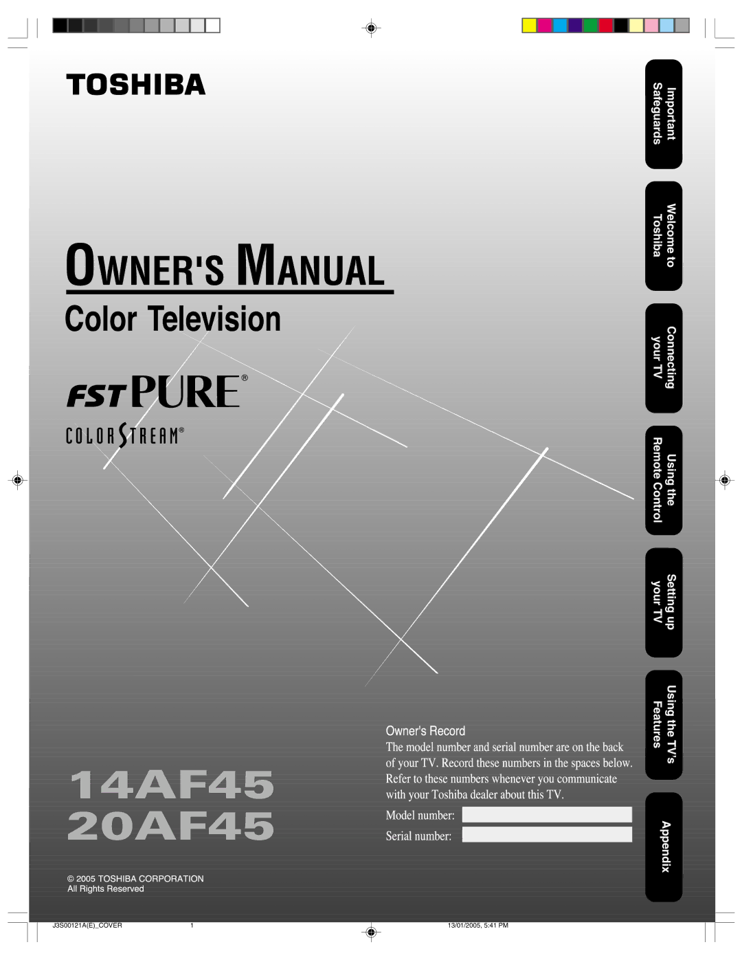 Toshiba appendix 14AF45 20AF45 