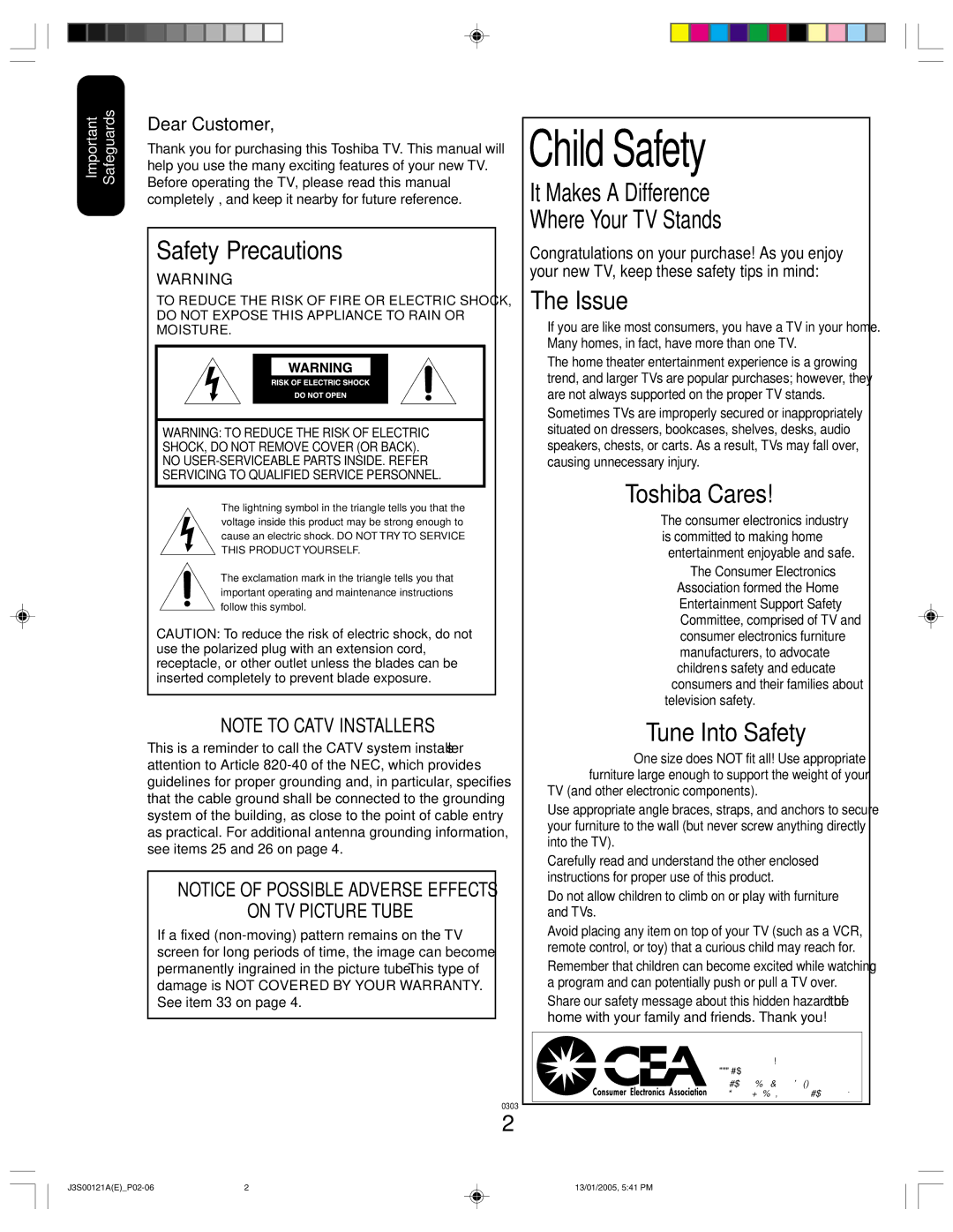 Toshiba 20AF45, 14AF45 appendix Child Safety 