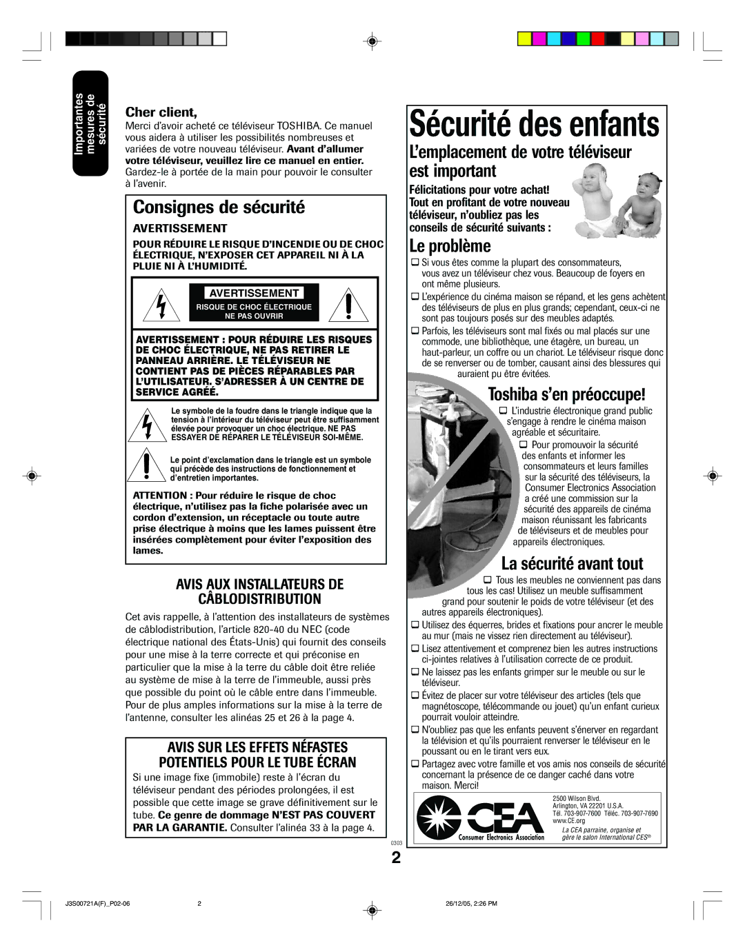 Toshiba 20AF46C, 14AF46C appendix Sécurité des enfants 