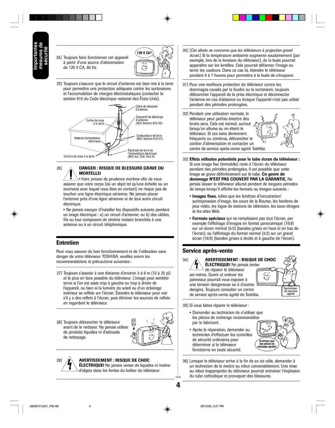 Toshiba 20AF46C, 14AF46C appendix Entretien 