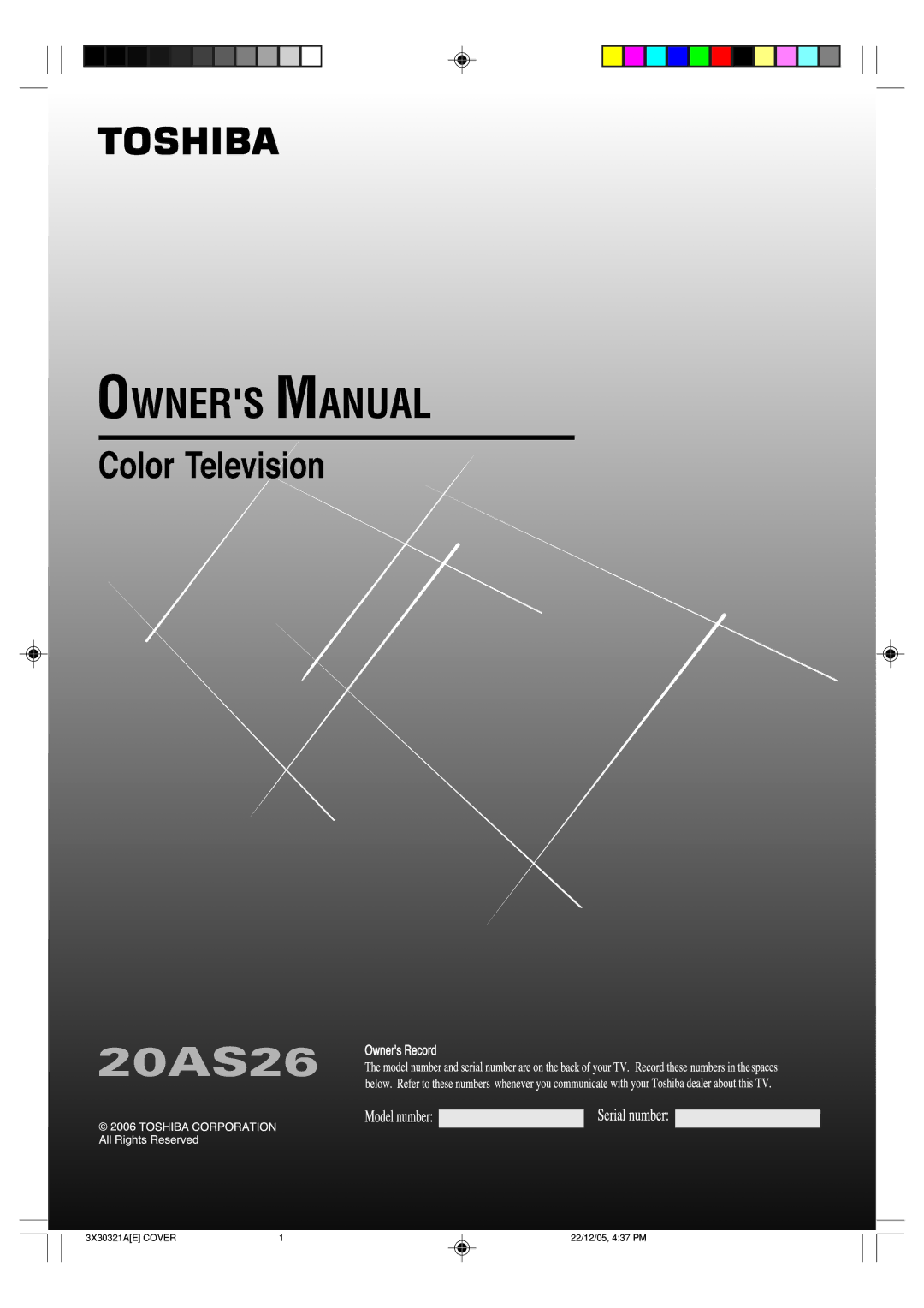 Toshiba 20AS26 manual 