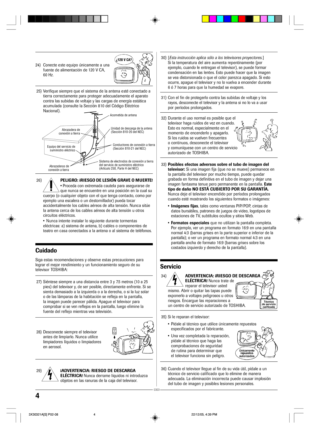 Toshiba 20AS26 manual Cuidado 