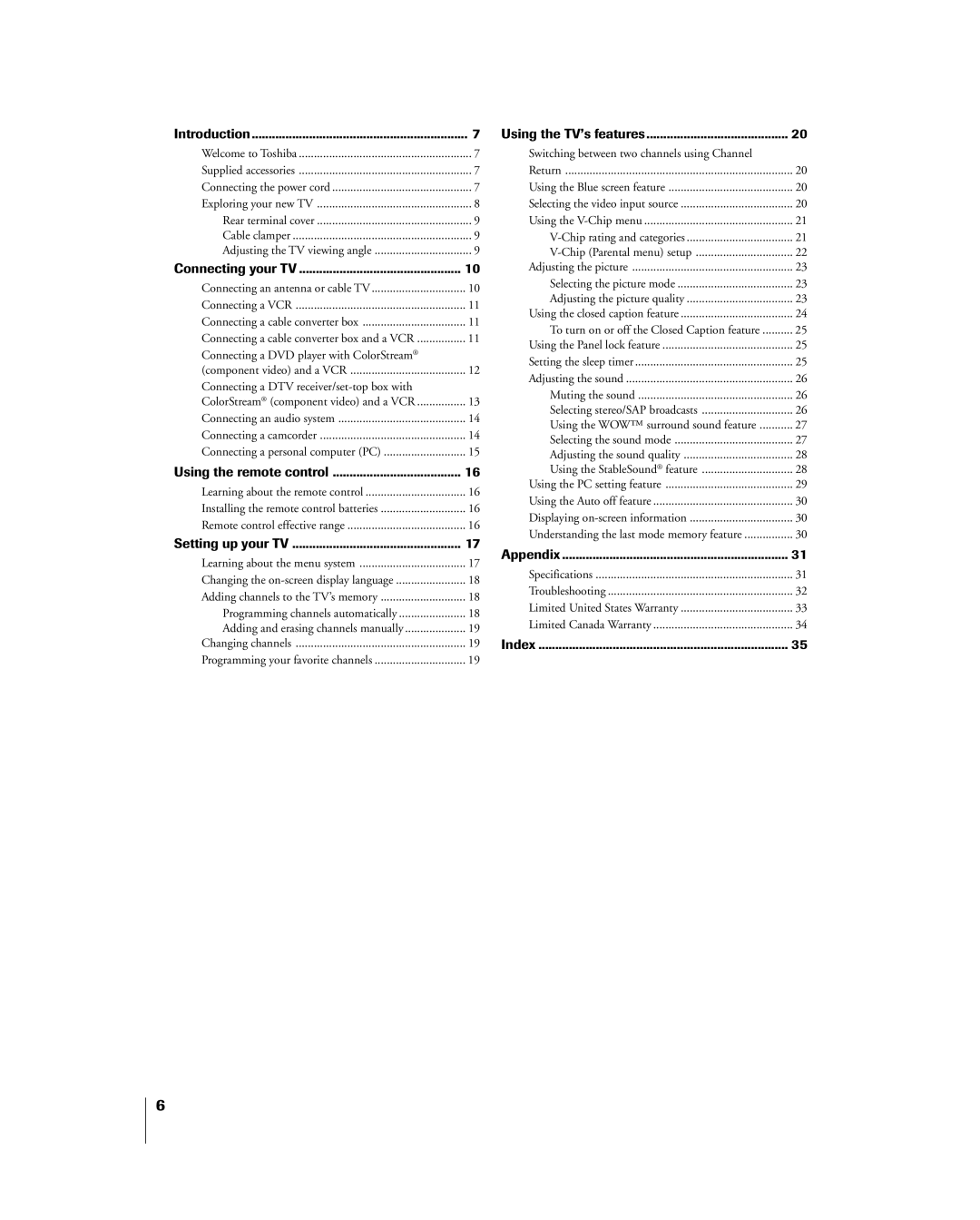 Toshiba 20DL15, 15DL15 owner manual Appendix 