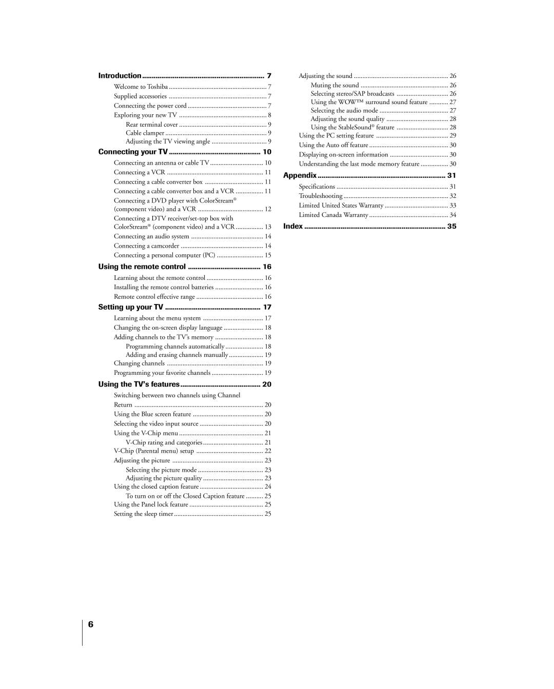 Toshiba 20DL75, 15DL75 owner manual Appendix 