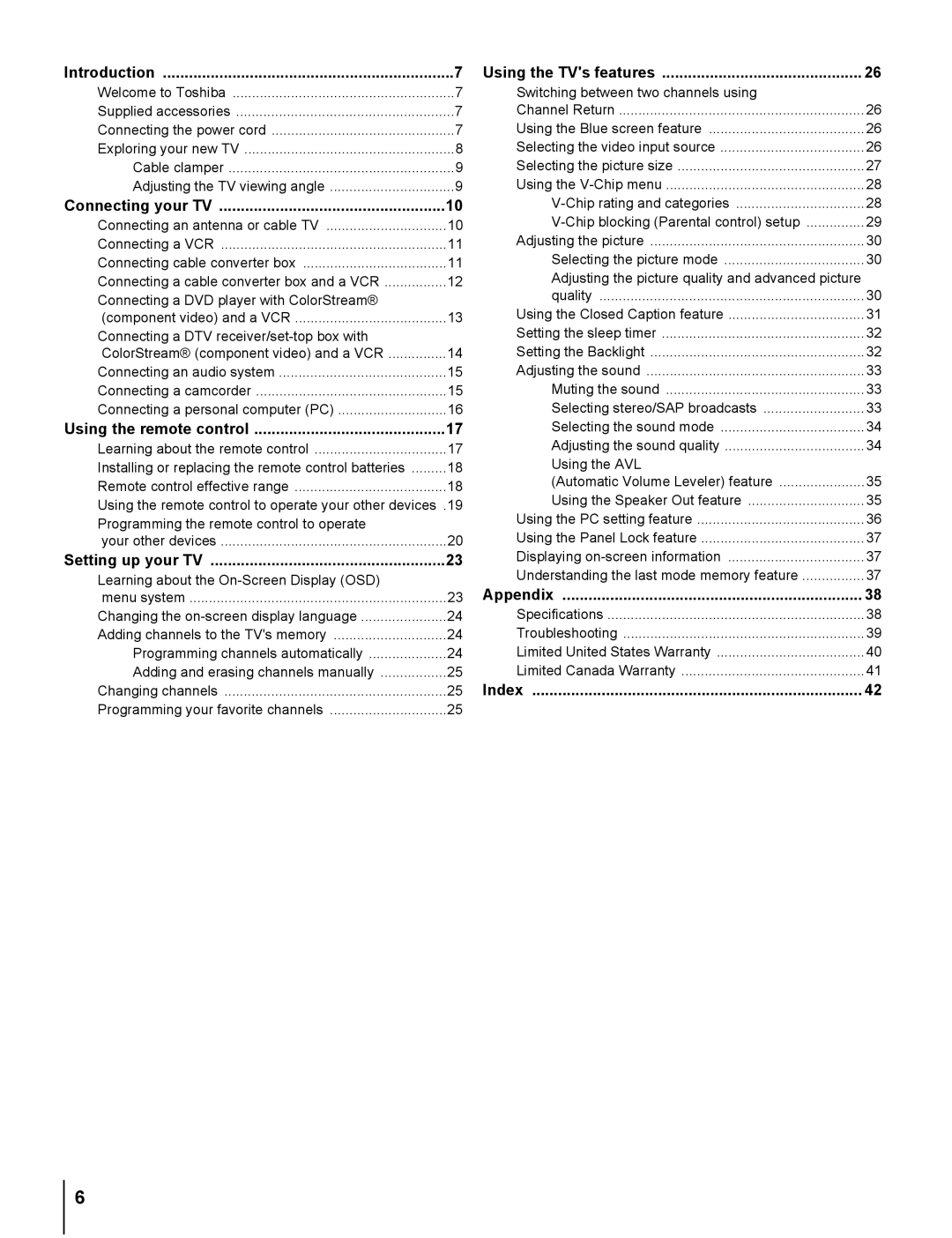 Toshiba 20DL76 owner manual Appendix 