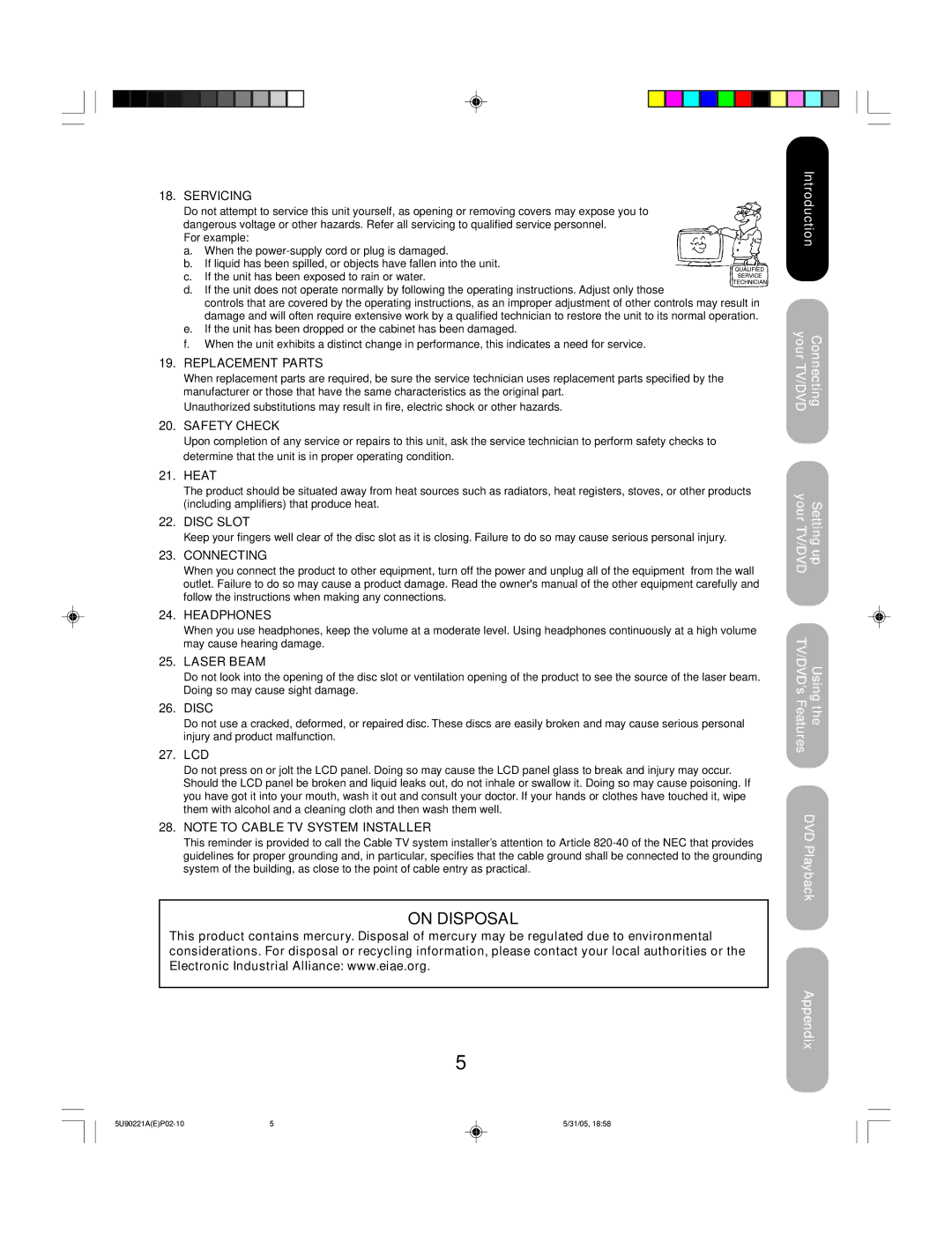 Toshiba 20HLV15 appendix Heat, Disc, Lcd 