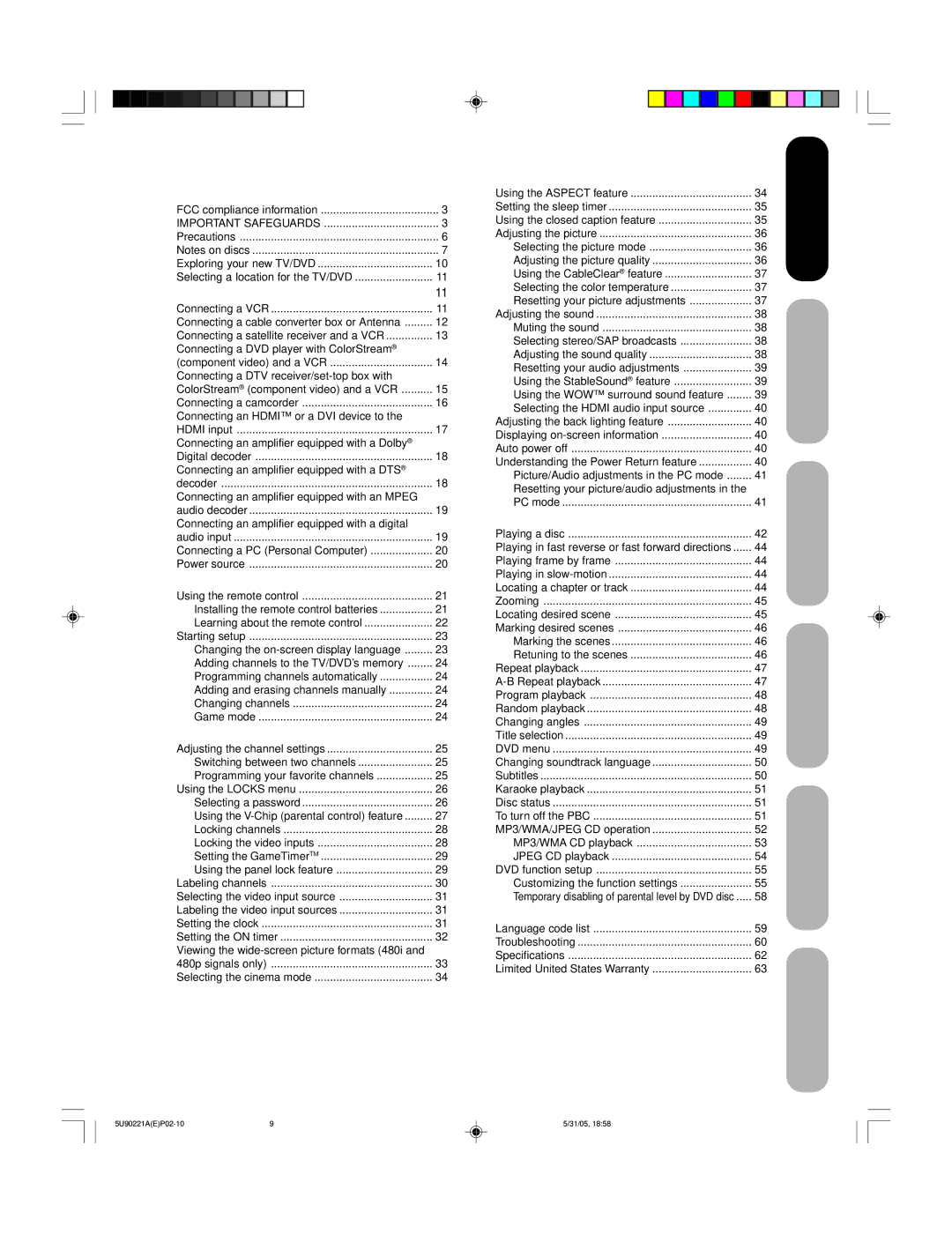 Toshiba 20HLV15 Introduction, Connecting your TV/DVD, Setting up your TV/DVD, Using the TV/DVD’s features, DVD Playback 