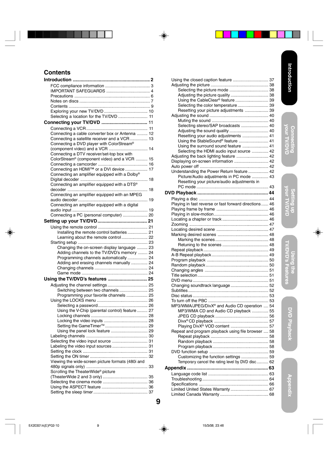 Toshiba 20HLV86 appendix Contents 