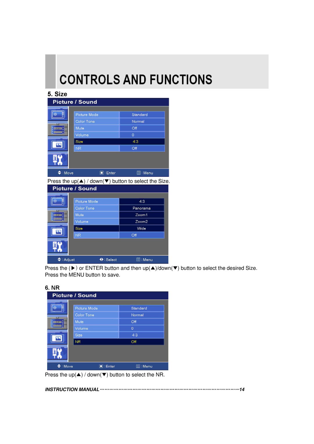 Toshiba 20RTH instruction manual Size 