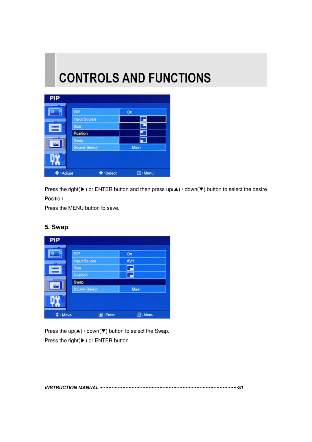 Toshiba 20RTH instruction manual Swap 