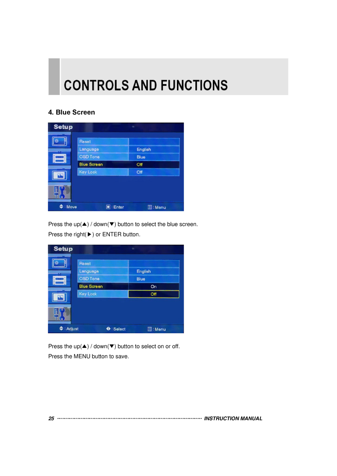 Toshiba 20RTH instruction manual Blue Screen 