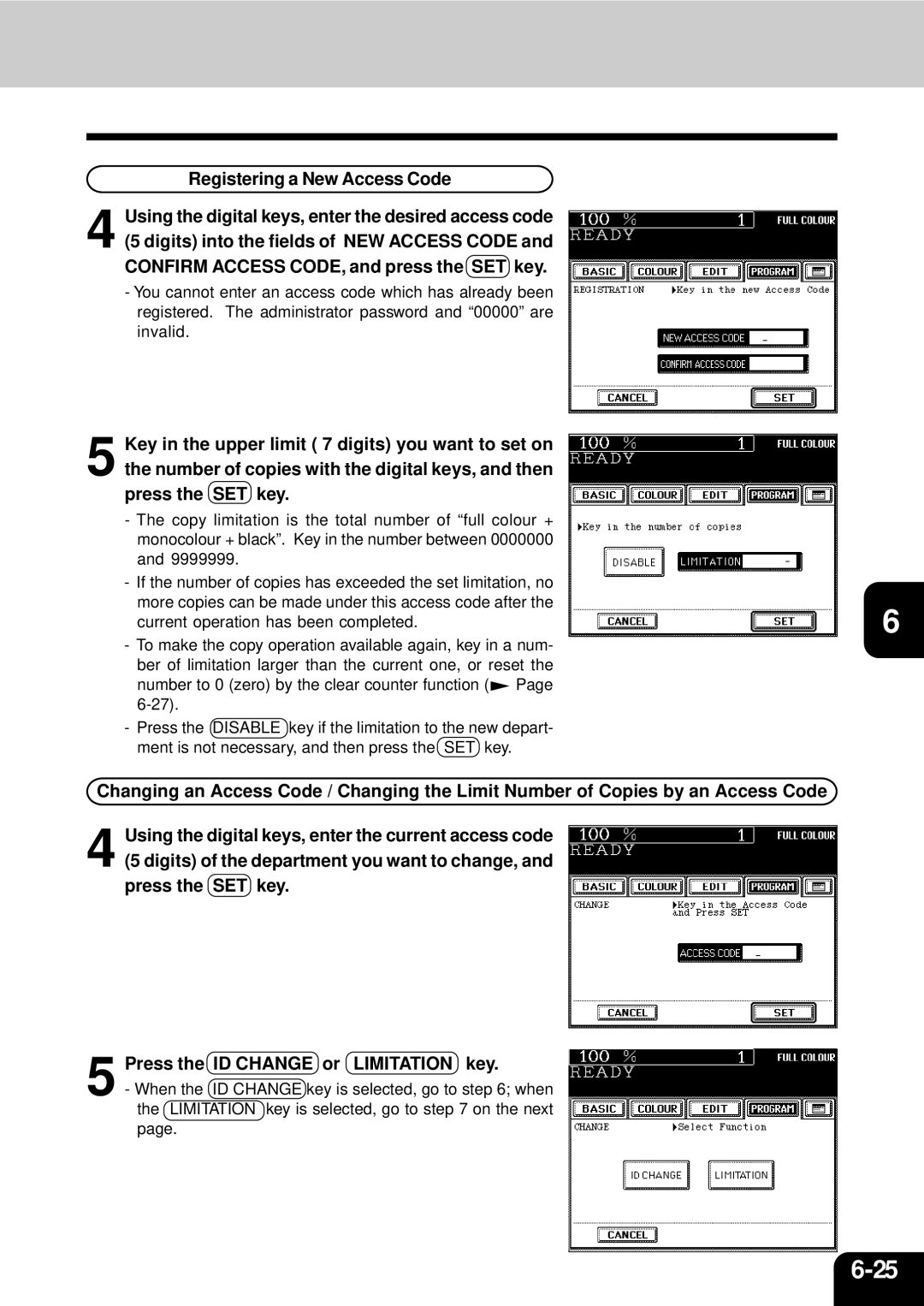 Toshiba 210C manual Registering a New Access Code 