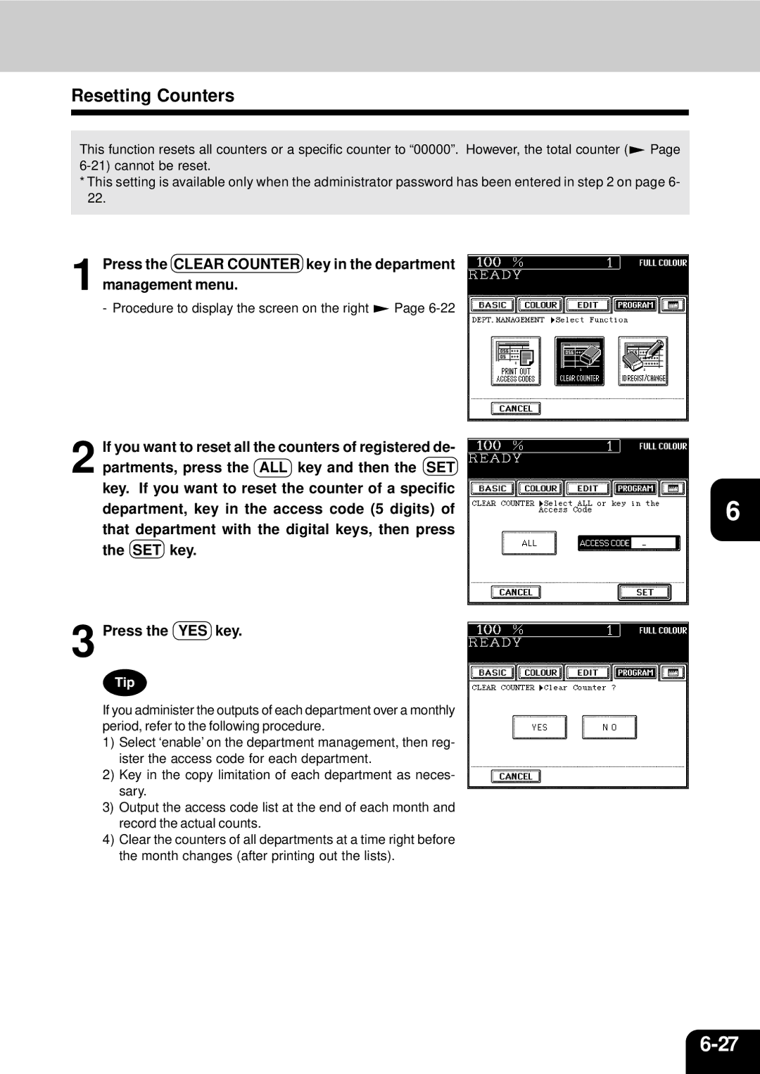 Toshiba 210C manual Resetting Counters 