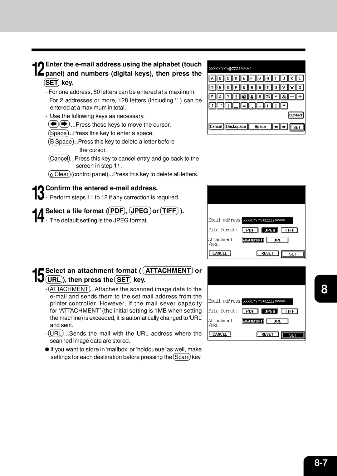 Toshiba 210C manual 13Confirm the entered e-mail address 