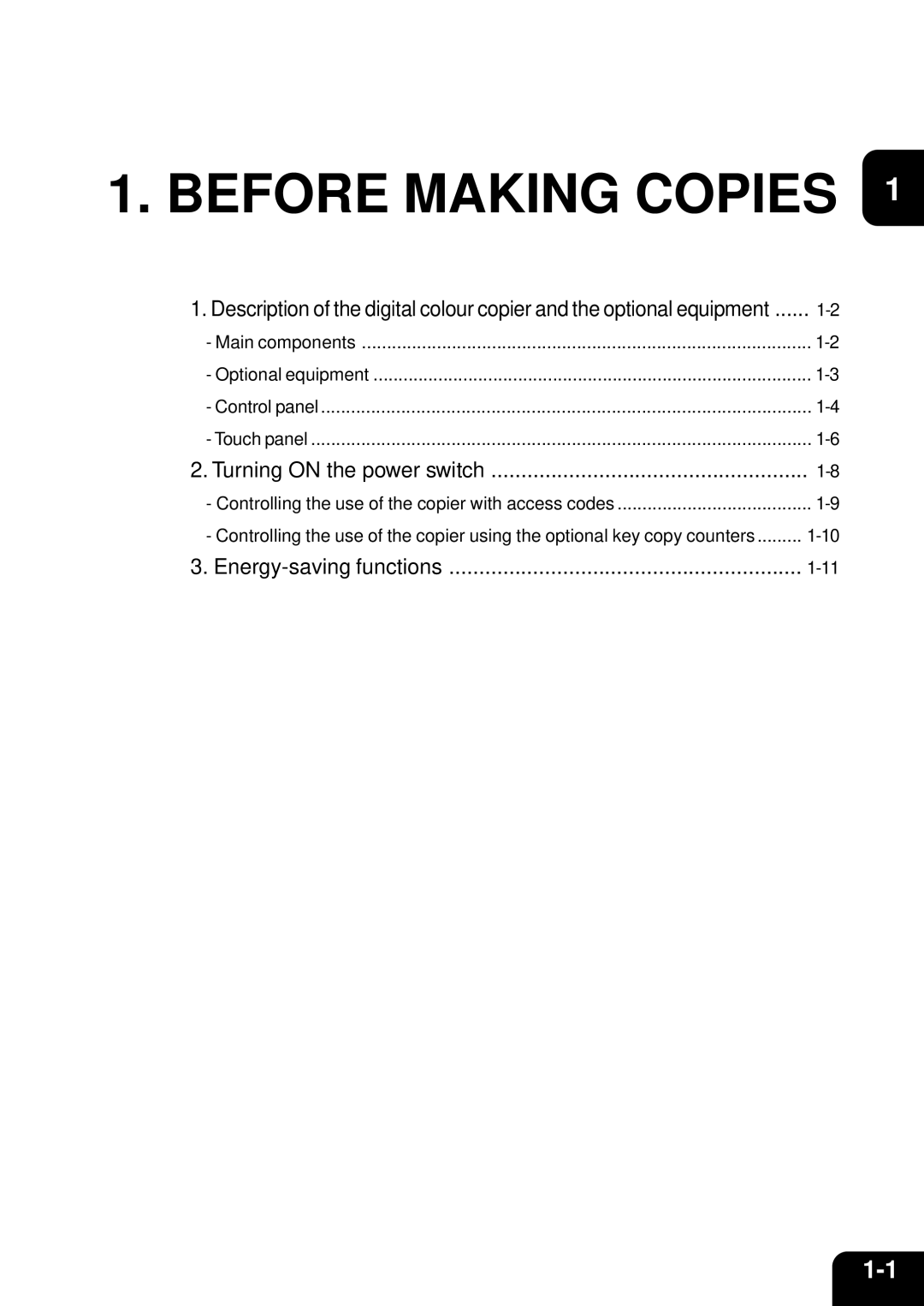 Toshiba 210C manual Before Making Copies 