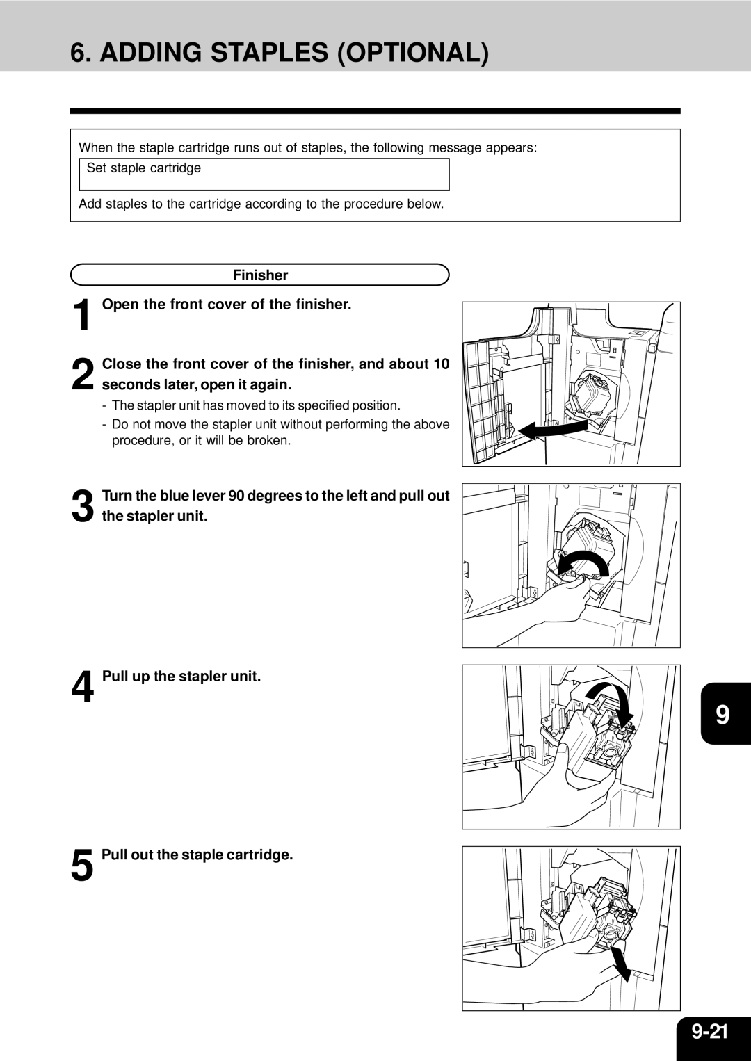 Toshiba 210C manual Adding Staples Optional 