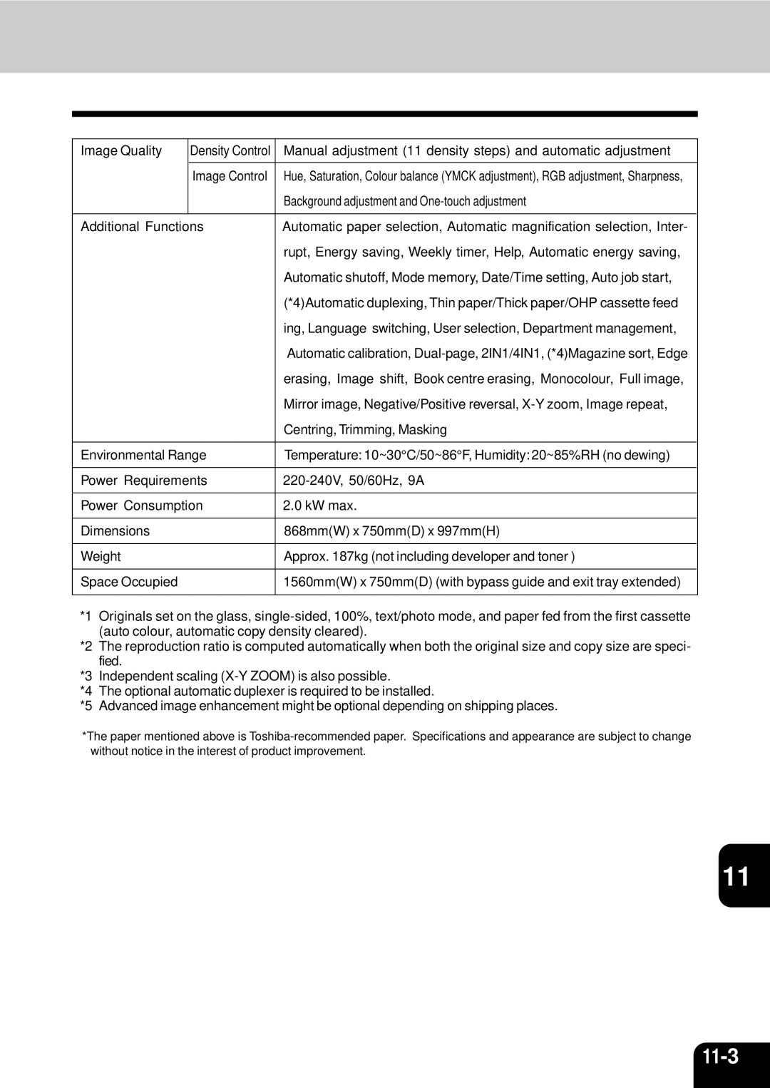 Toshiba 210C manual 11-3 