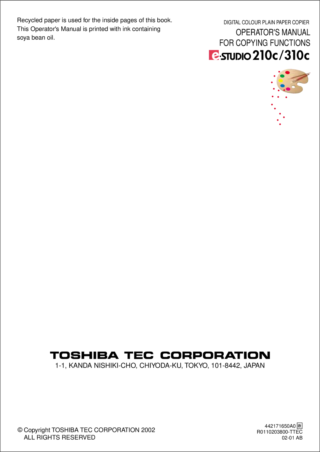 Toshiba 210C manual For Copying Functions 