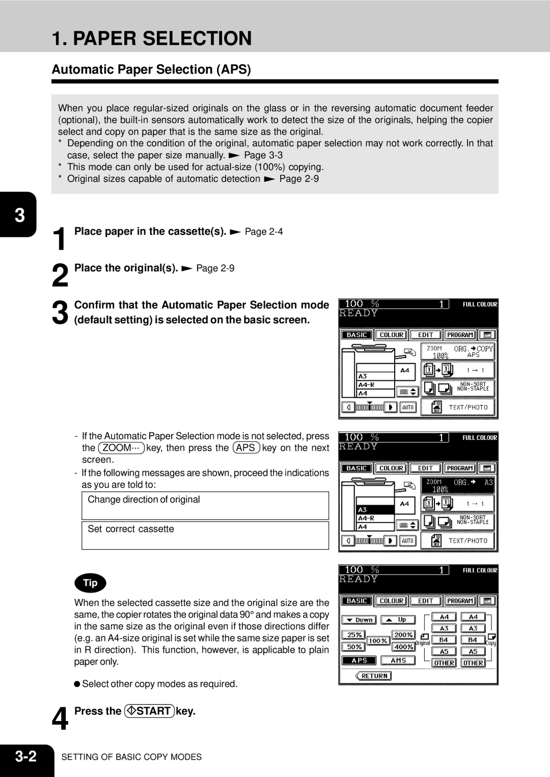 Toshiba 210C manual Automatic Paper Selection APS 