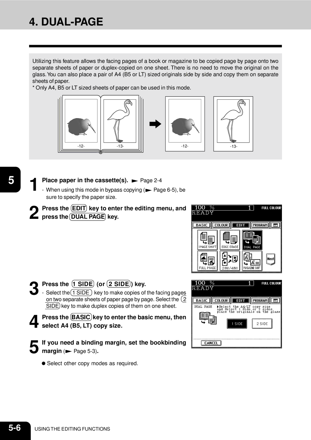 Toshiba 210C manual Dual-Page, Place paper in the cassettes 