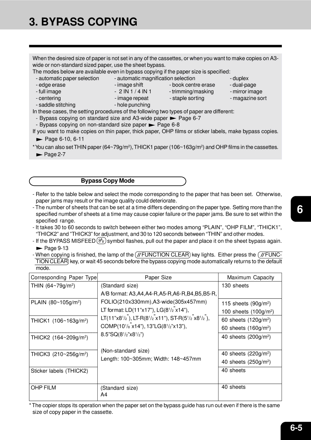 Toshiba 210C manual Bypass Copying, Bypass Copy Mode 