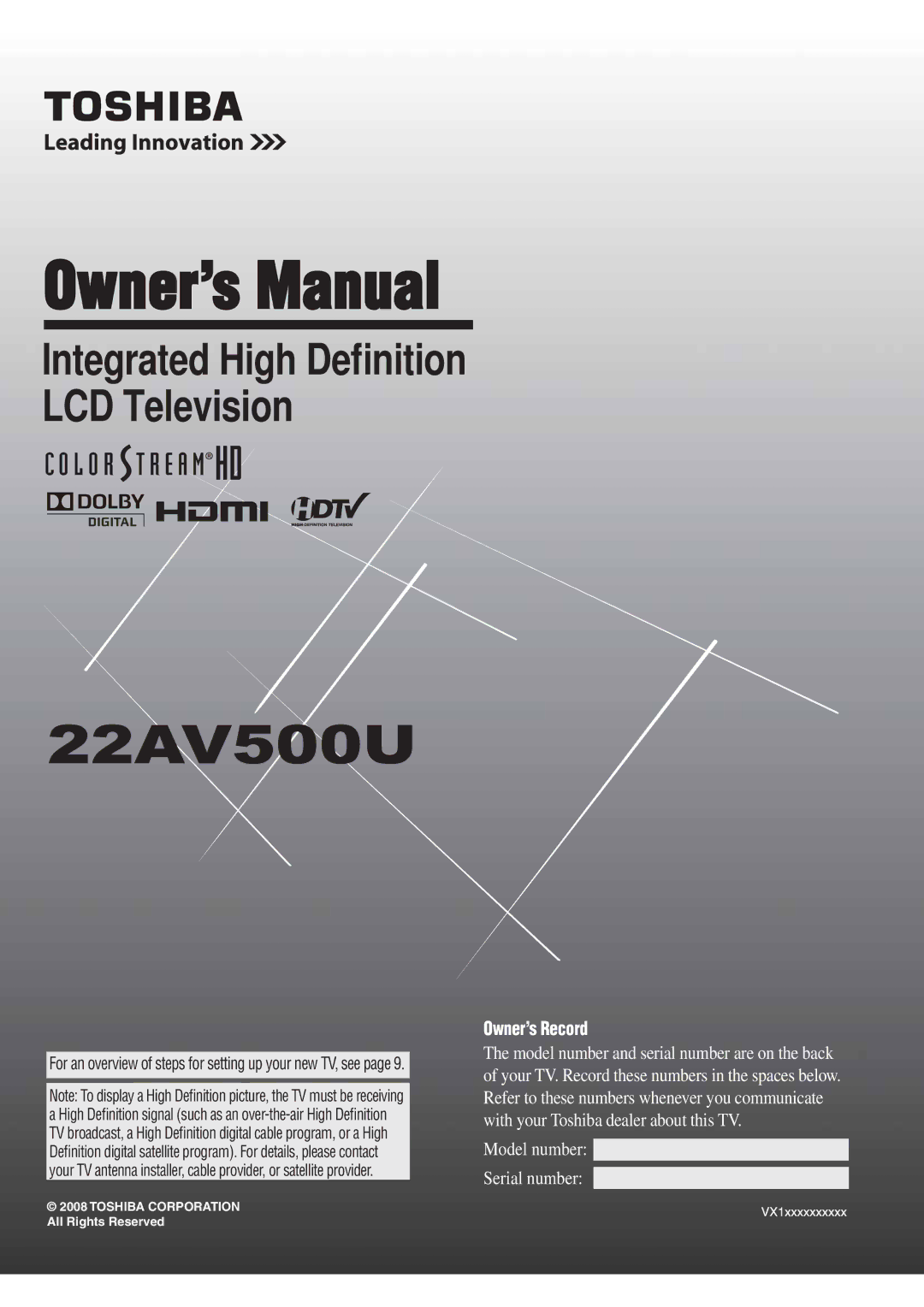 Toshiba 22AV500U owner manual 