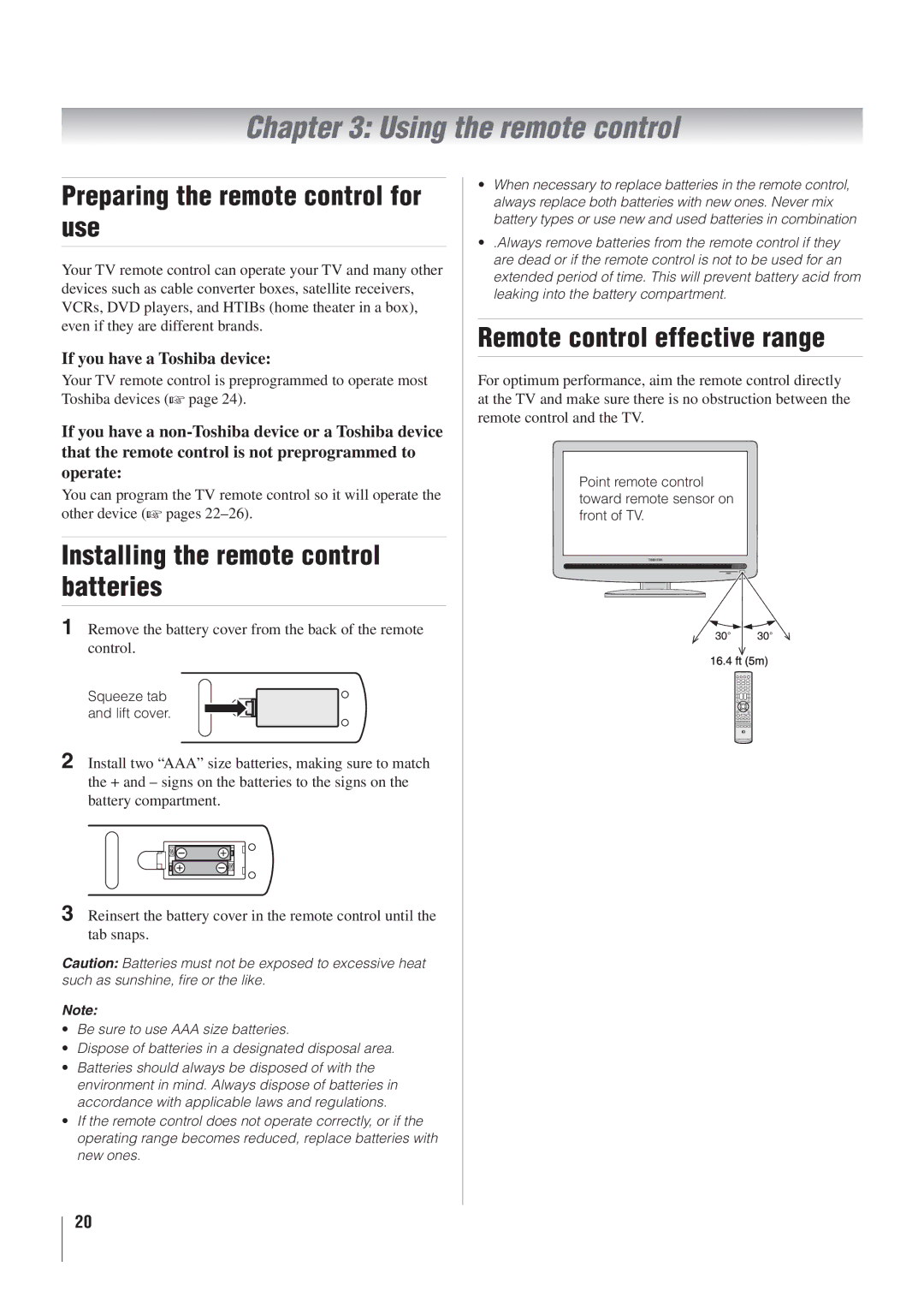 Toshiba 22AV500U owner manual Using the remote control 