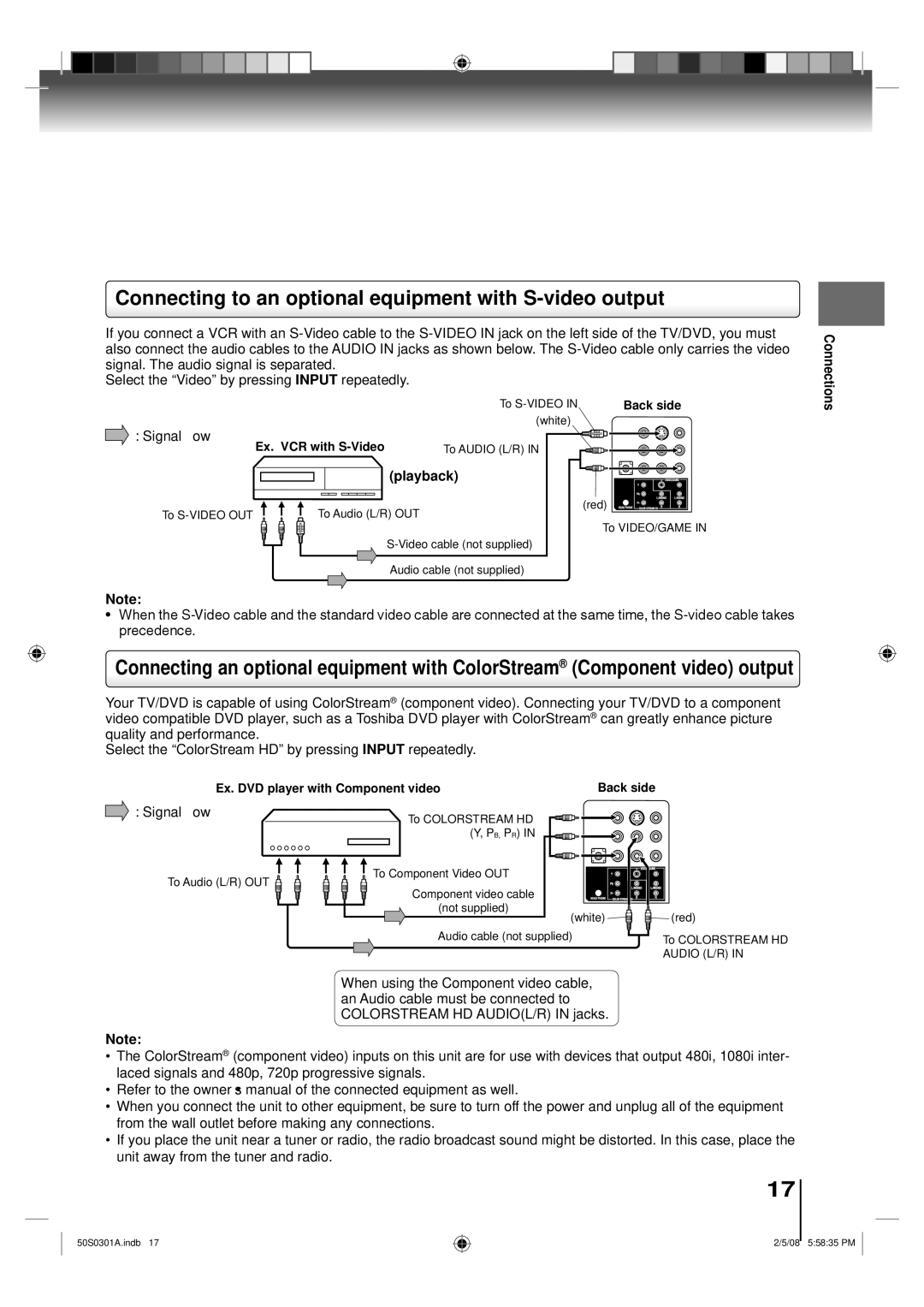 Toshiba 19LV505C, 22LV505C owner manual Connecting to an optional equipment with S-video output, Ex. VCR with S-Video 