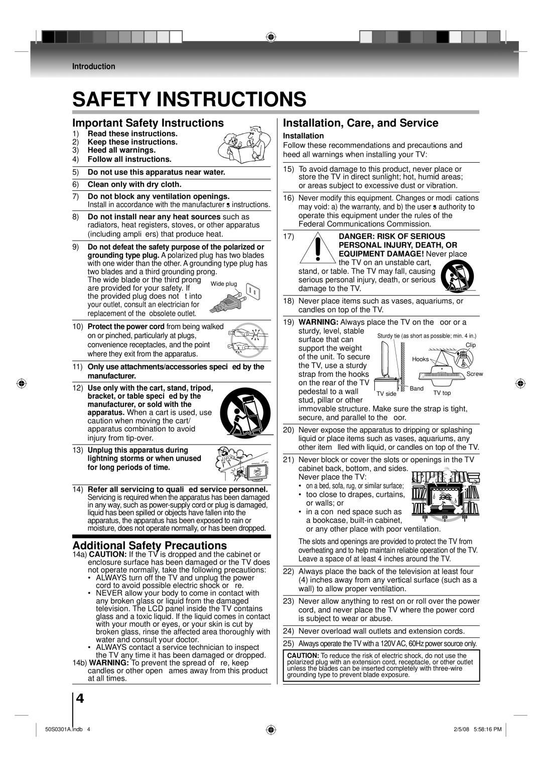 Toshiba 22LV505C, 19LV505C owner manual Installation, Manufacturer, or sold with 