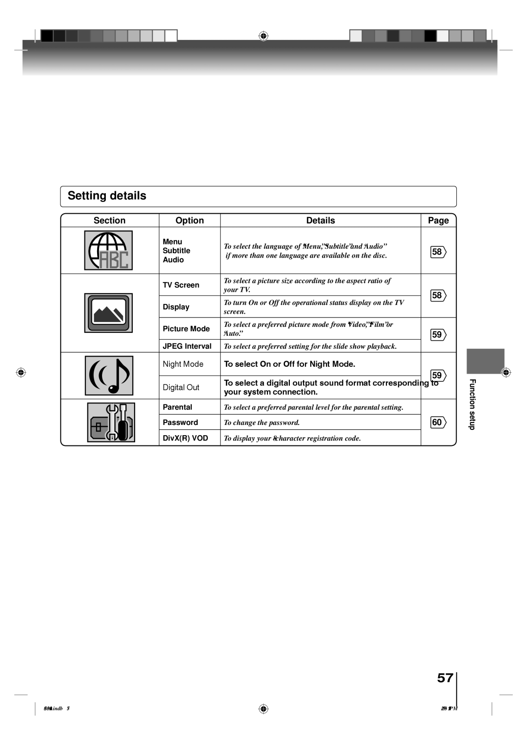 Toshiba 19LV505C, 22LV505C owner manual Setting details 