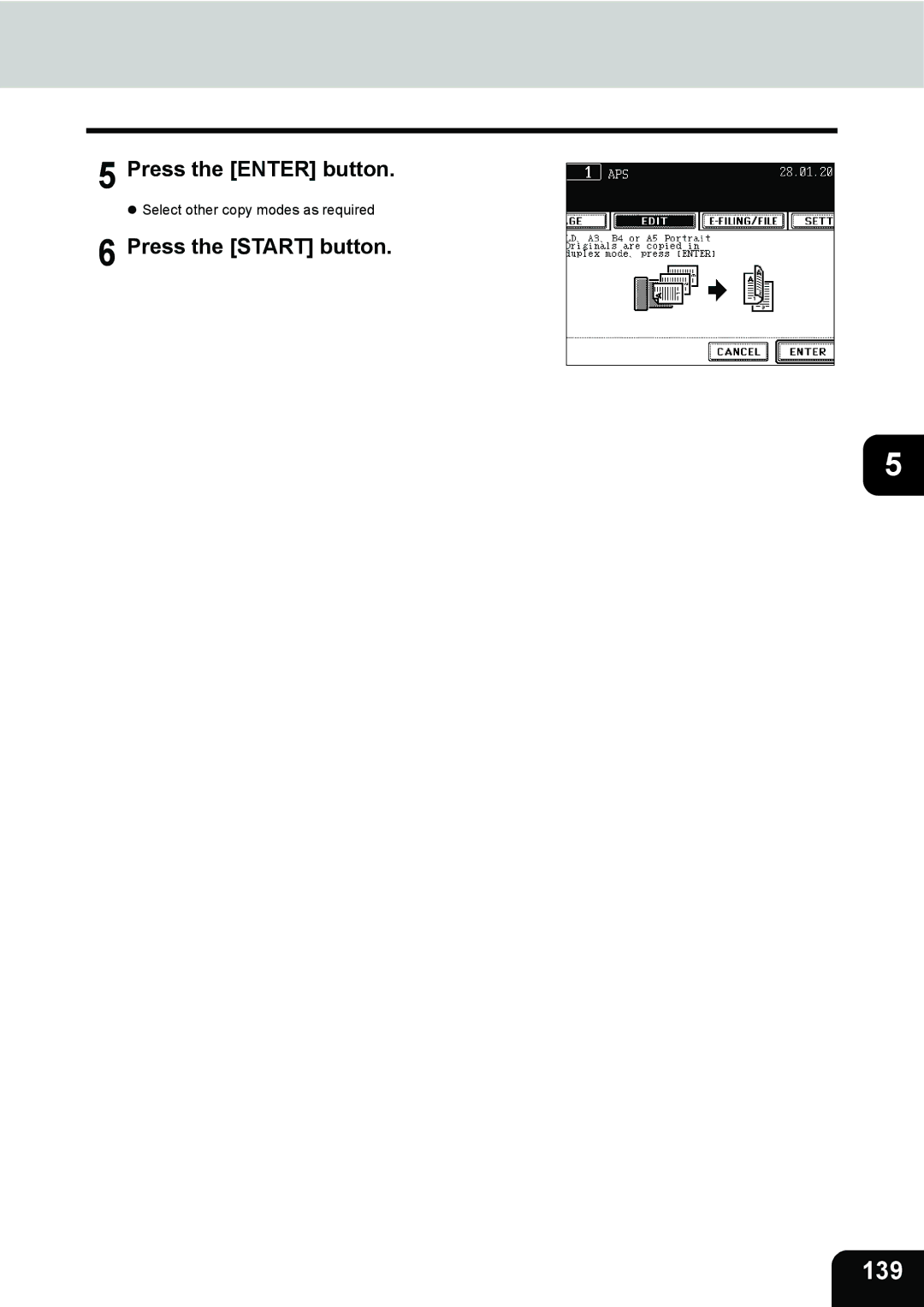 Toshiba 280, 230 manual 139, Press the Enter button 