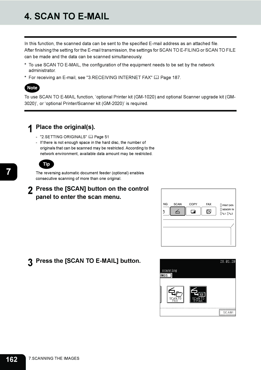 Toshiba 230, 280 manual Scan to E-MAIL, 162 