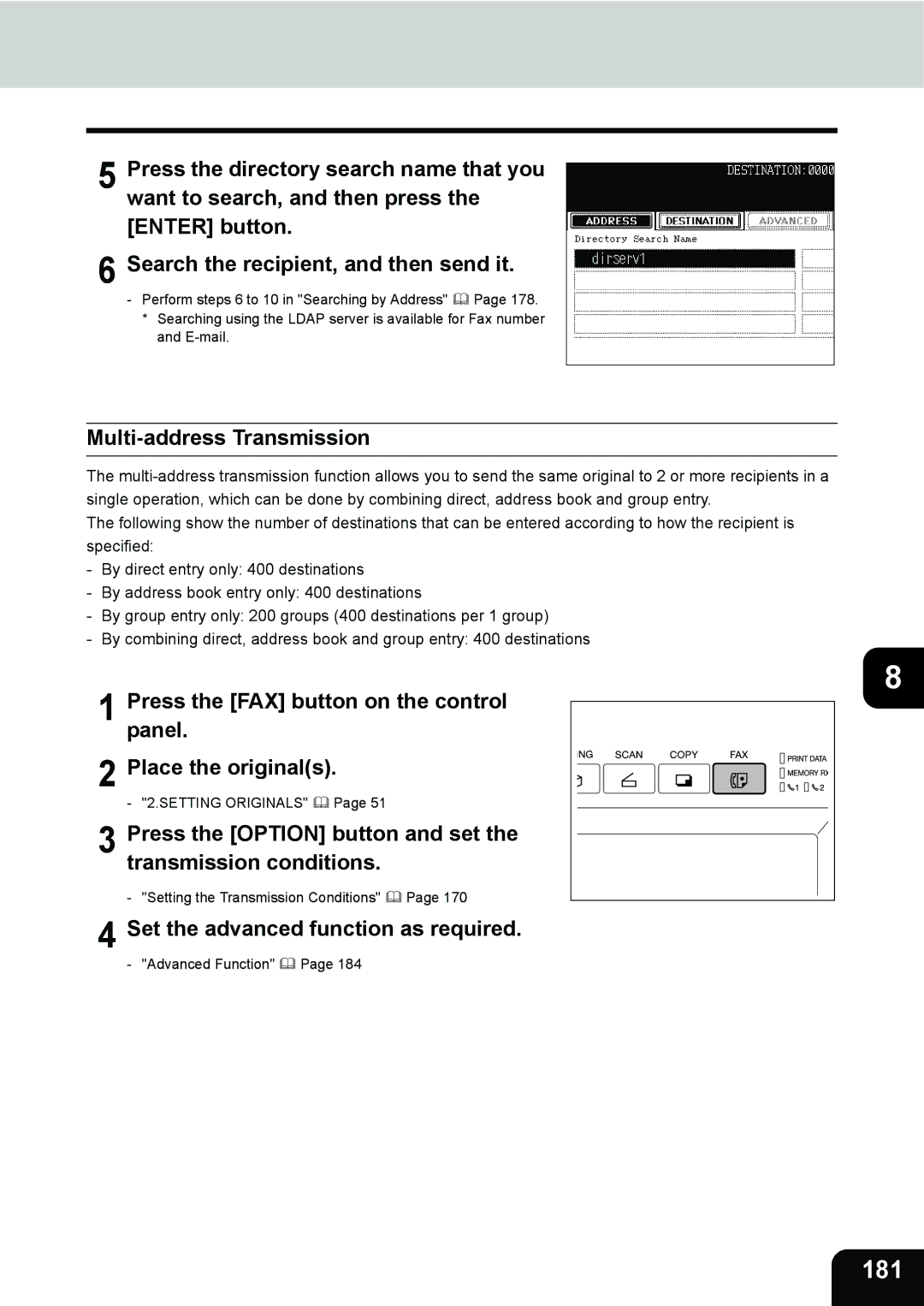 Toshiba 280, 230 manual 181, Multi-address Transmission 